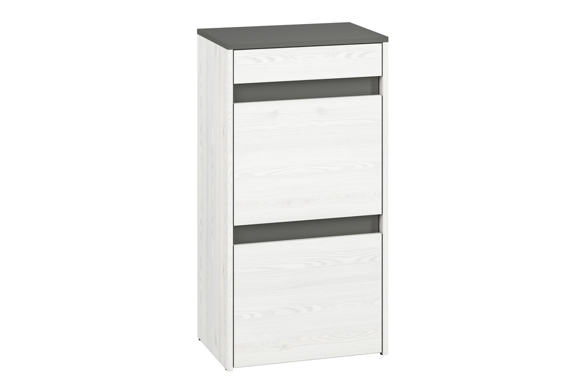 Skrinka na topánky Arachi 04 so zásuvkou 50 cm - borovica snežná / antracitová Skrinka na topánky