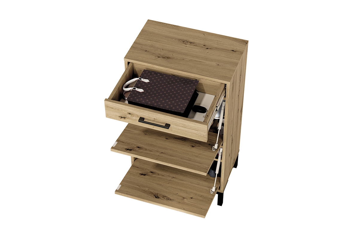 Skrinka na topánky Klarso 02 so zásuvkou 55 cm - dub artisan Skrinka na topánky so zásuvkou Nevio 02 - rzut z gory