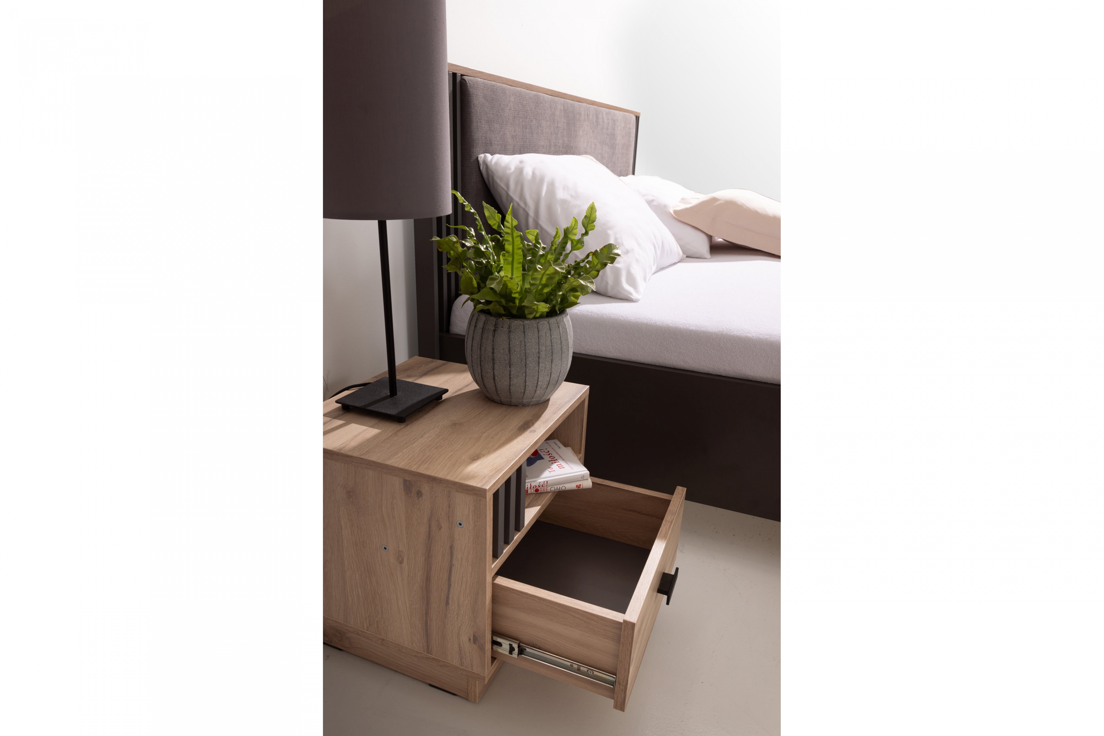 Nočný stolík Allmo AL20 40 cm so zásuvkou - dub estana / antracit Nočný Stolík Allmo AL20 z szuflada 40 cm - Dub estana / Antracytová