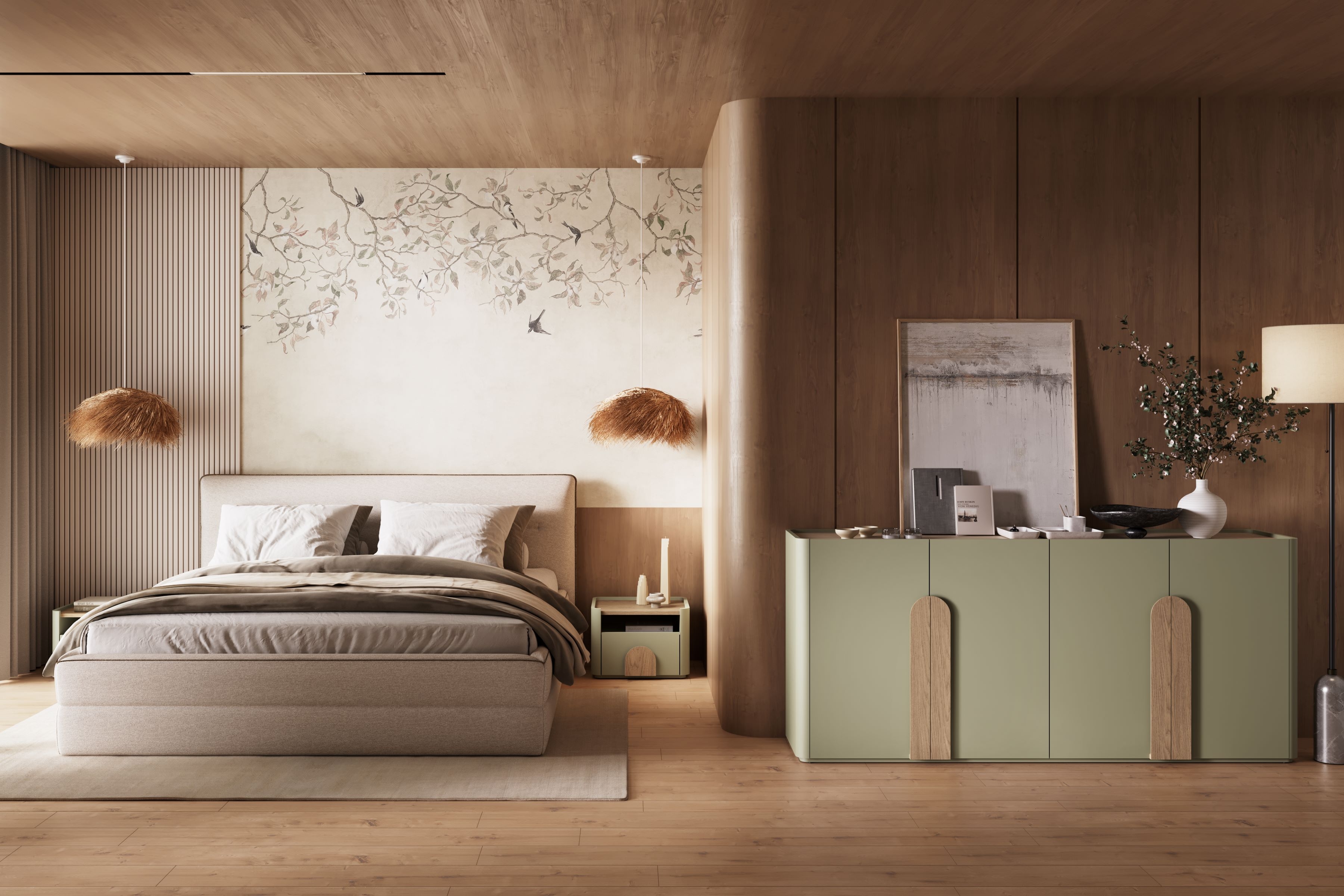 Nočný stolík Amilio 50 cm so zásuvkou - eukalyptus / dub baltic dune / úchytky dub prírodný Nočný Stolík Amilio z szuflada 50 cm - eukaliptus / Dub baltic dune / úchyty Dub prírodné