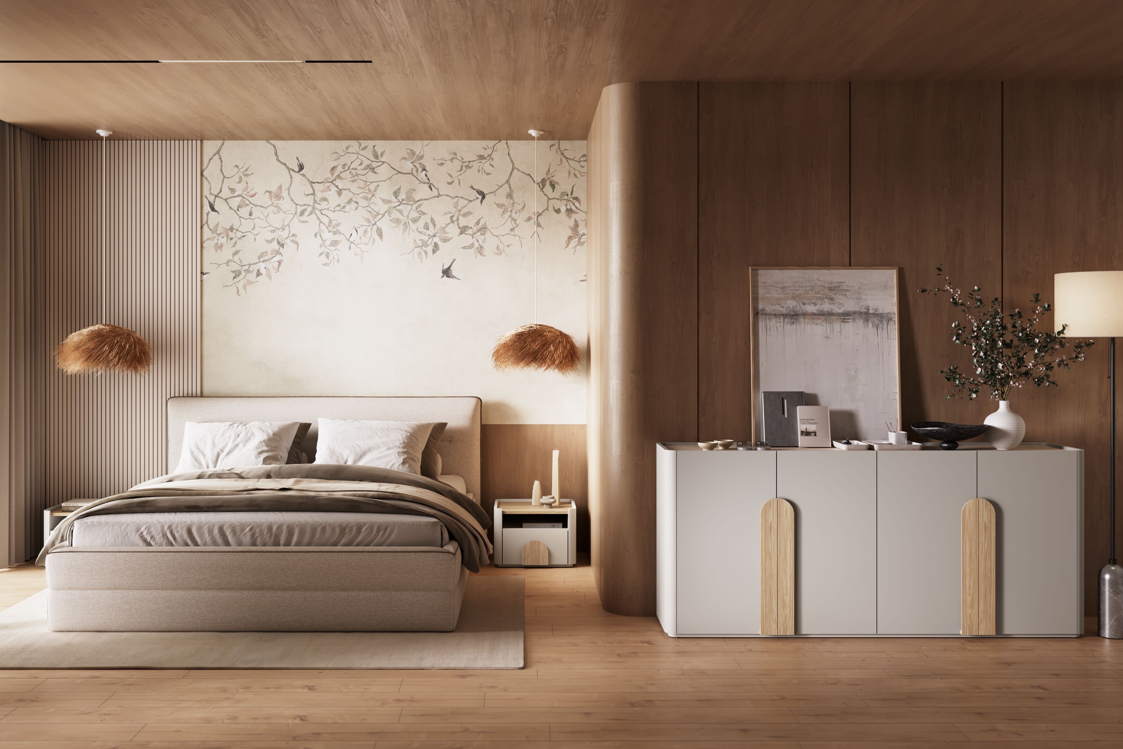 Nočný stolík Amilio 50 cm so zásuvkou - kašmír / olejovaný dub / úchytky svetlý dub Nočný Stolík Amilio z szuflada 50 cm - kašmír / Dub olejowany / úchyty Svetlý dub