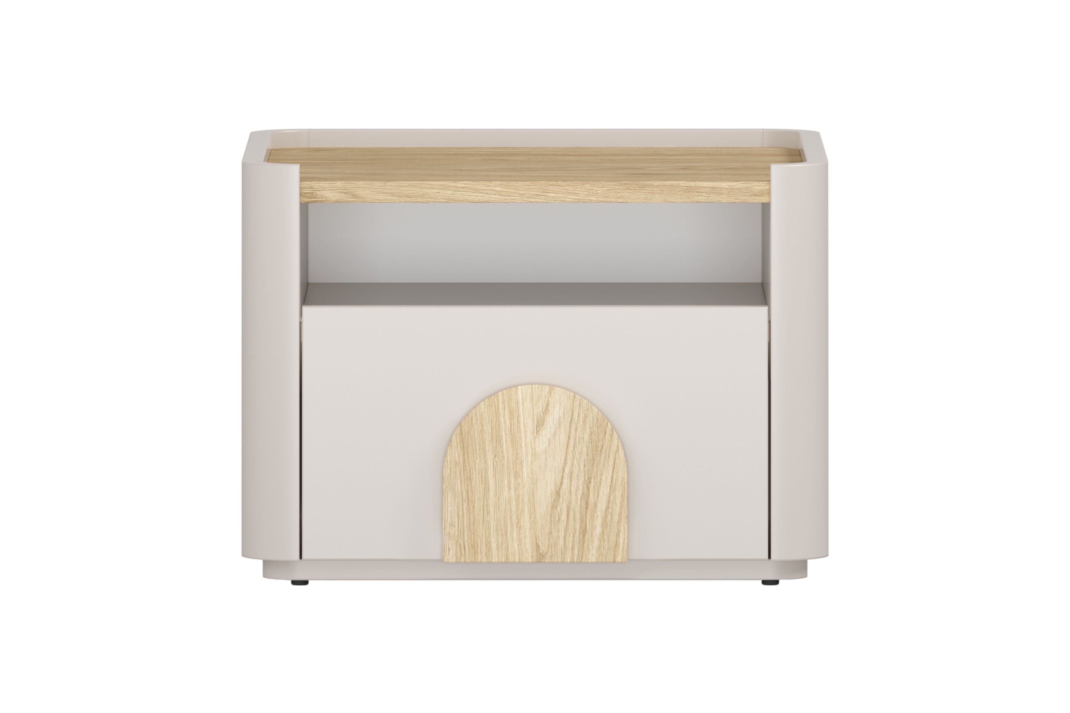 Nočný stolík Amilio 50 cm so zásuvkou - kašmír / olejovaný dub / úchytky svetlý dub Nočný Stolík Amilio z szuflada 50 cm - kašmír / Dub olejowany / úchyty Svetlý dub