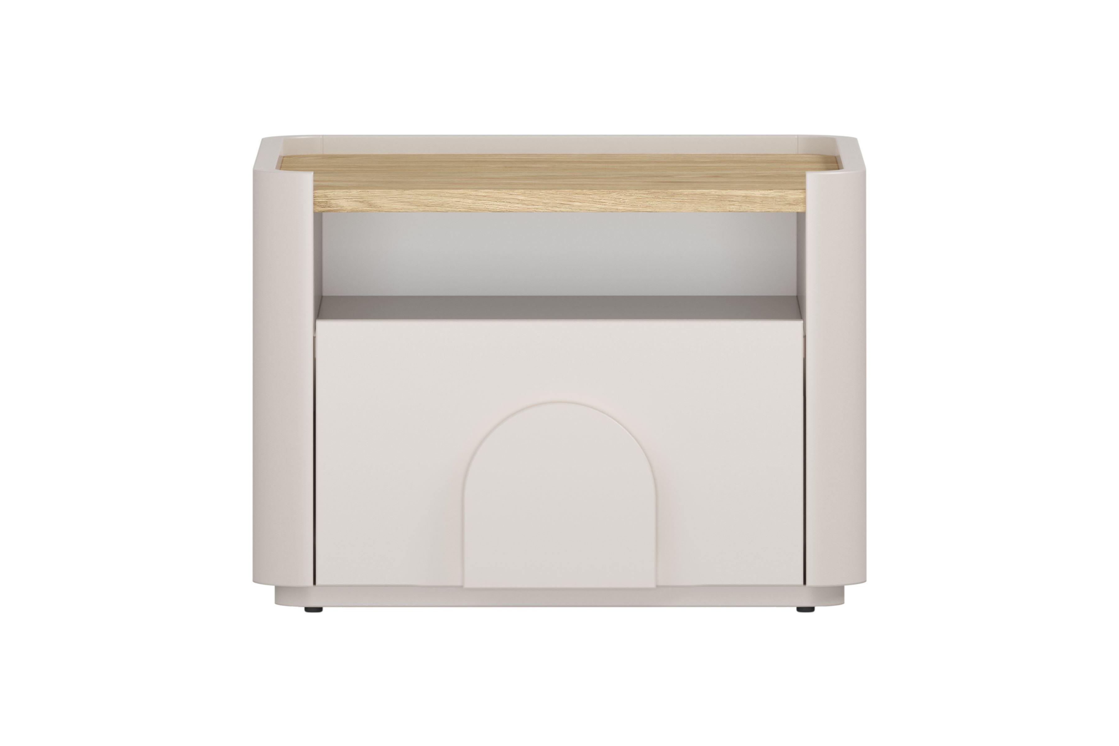 Nočný stolík Amilio 50 cm so zásuvkou - kašmír / olejovaný dub / úchytky kašmír Nočný Stolík Amilio z szuflada 50 cm - kašmír / Dub olejowany / úchyty kašmír