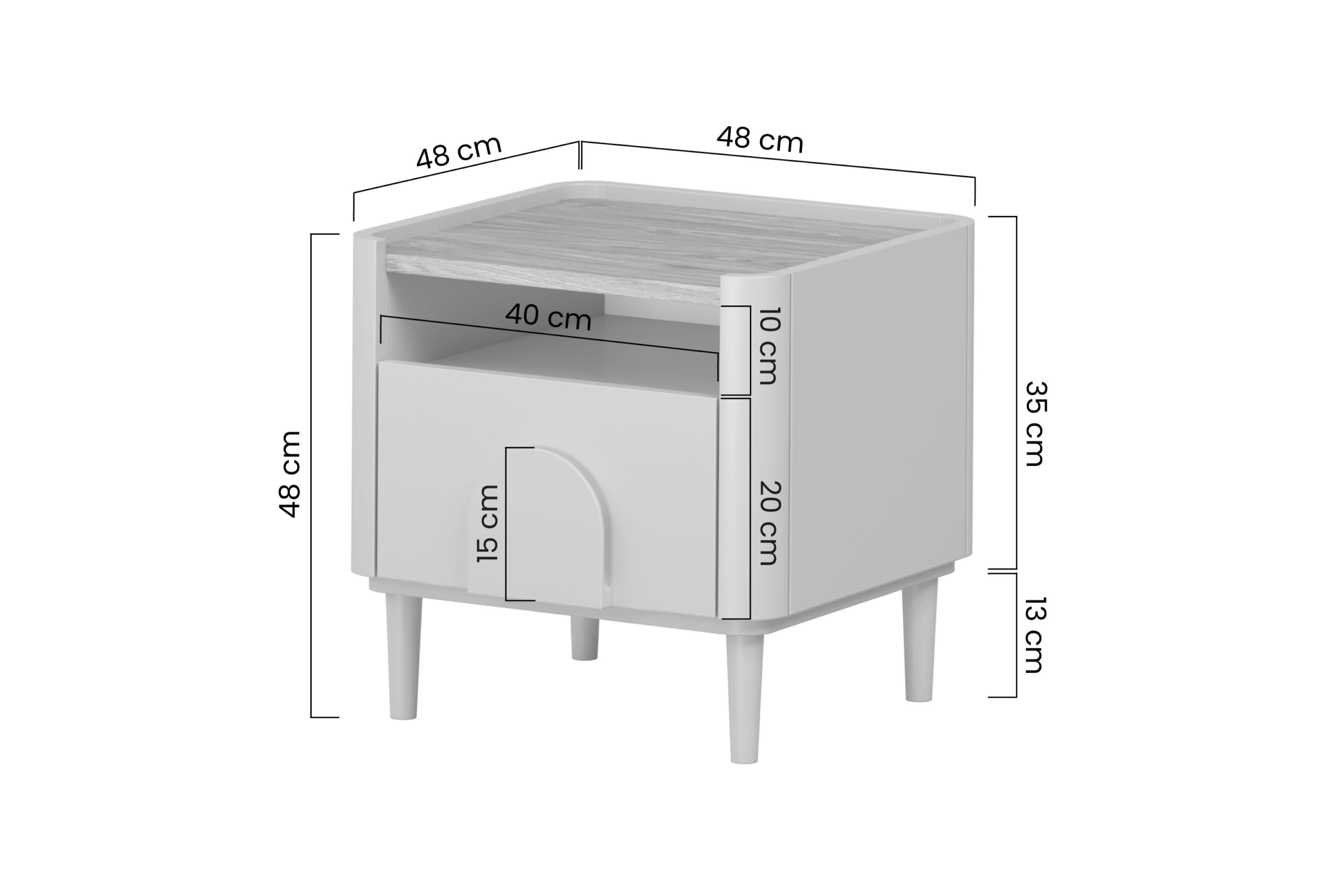 Nočný stolík Amilio 50 cm so zásuvkou - kašmír / olejovaný dub / úchytky svetlý dub Nočný Stolík Amilio z szuflada 50 cm na nôžkach - kašmír / Dub olejowany / úchyty Svetlý dub