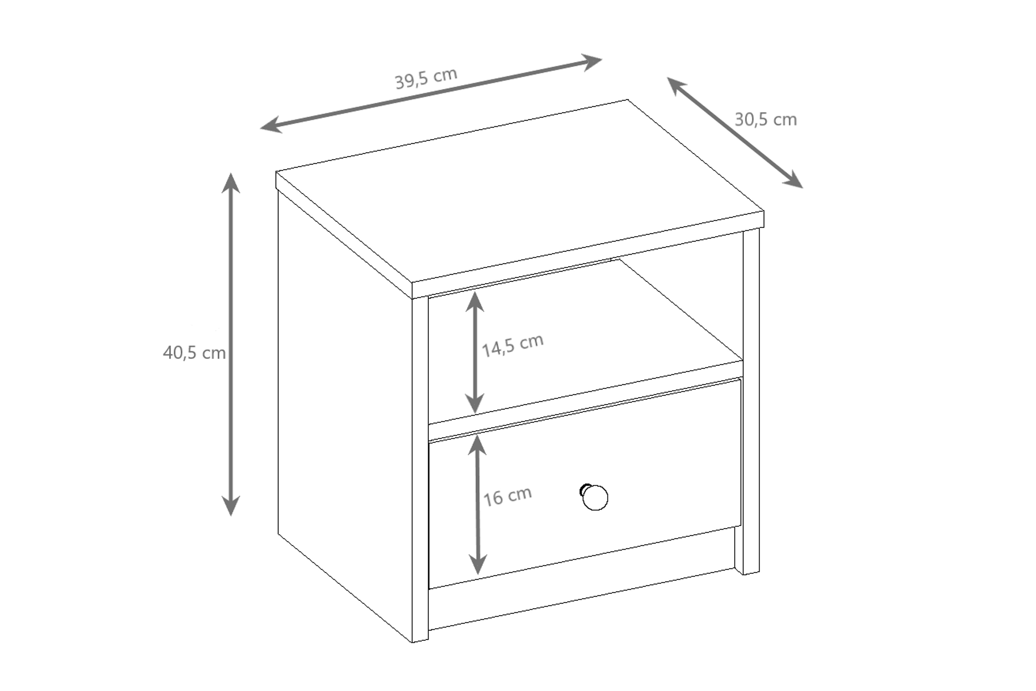 Noční stolek Bonzo 40 cm se zásuvkou - bílá Noční stolek Bonzo 40 cm z szuflada - bílá