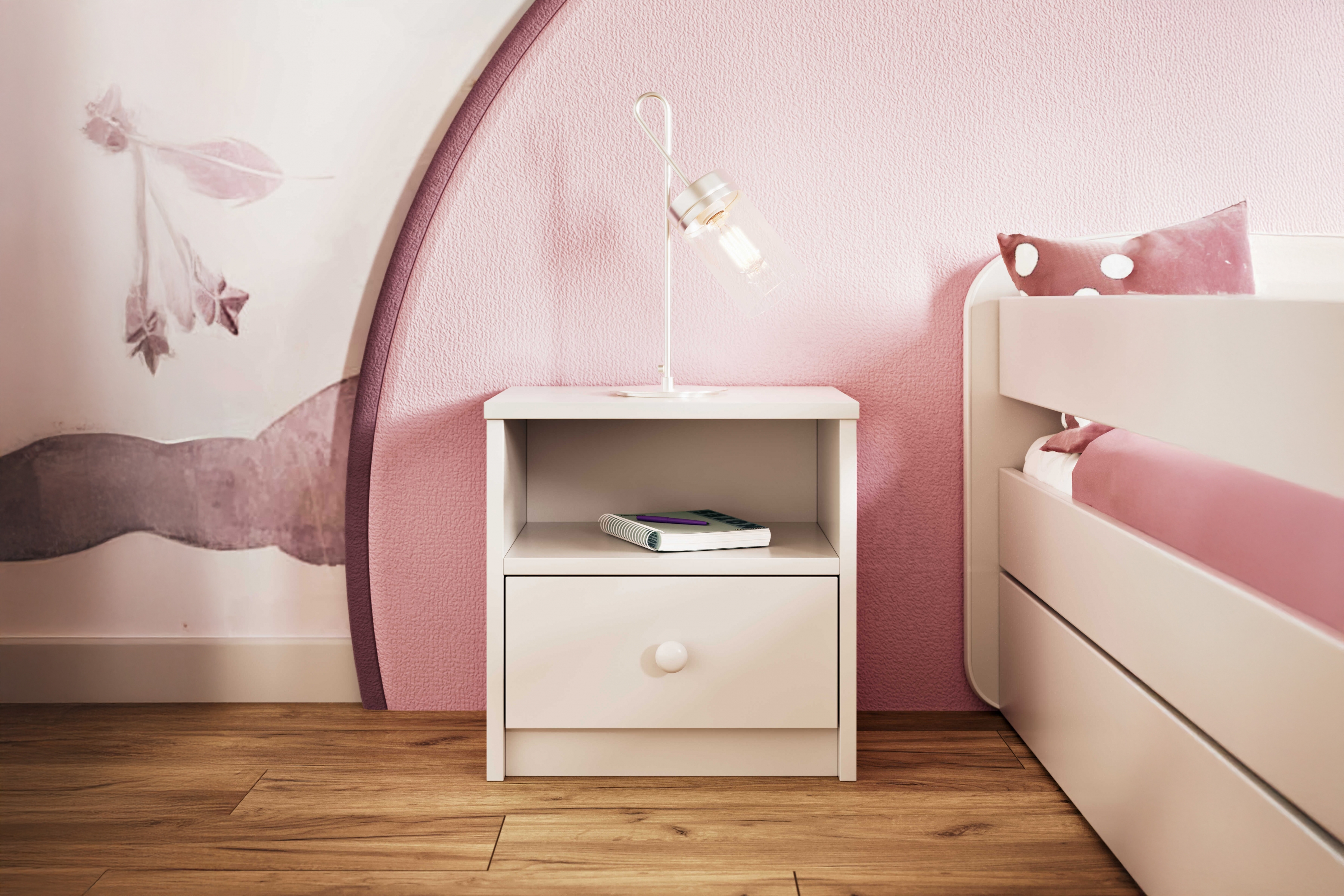 Noční stolek Bonzo 40 cm se zásuvkou - bílá Noční stolek Bonzo 40 cm z szuflada - bílá