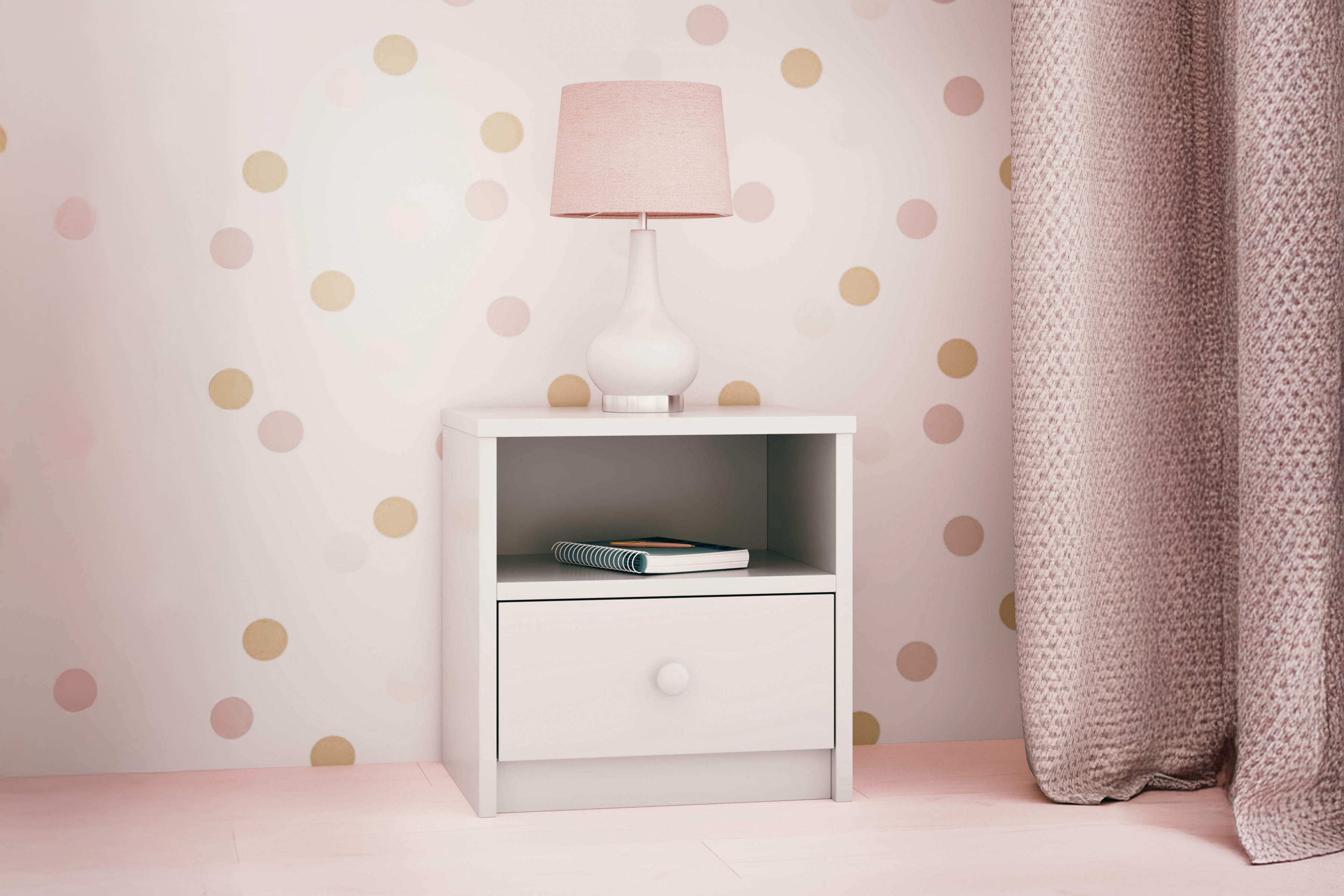 Noční stolek Bonzo 40 cm se zásuvkou - bílá Noční stolek Bonzo 40 cm z szuflada - bílá