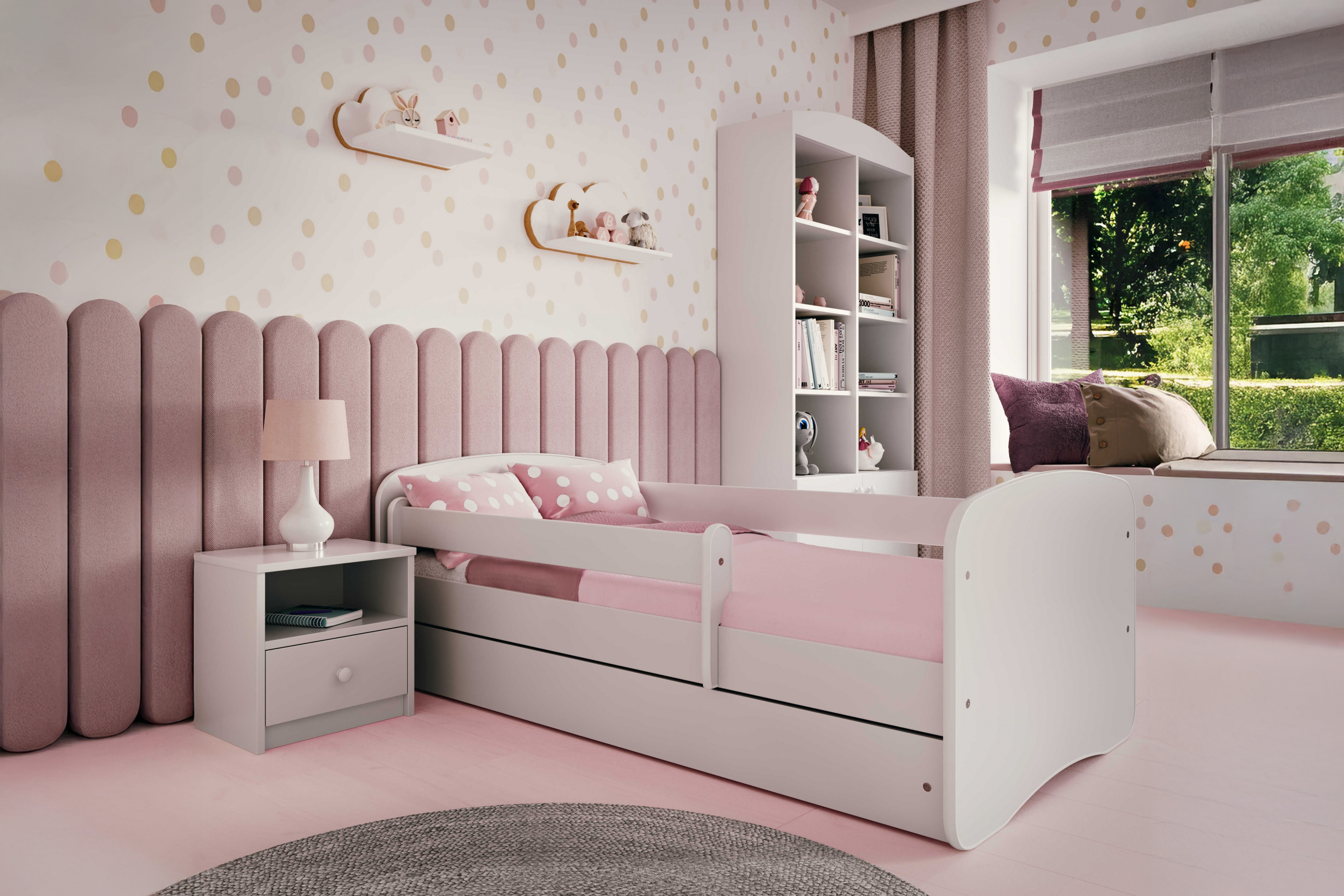 Noční stolek Bonzo 40 cm se zásuvkou - bílá Noční stolek Bonzo 40 cm z szuflada - bílá