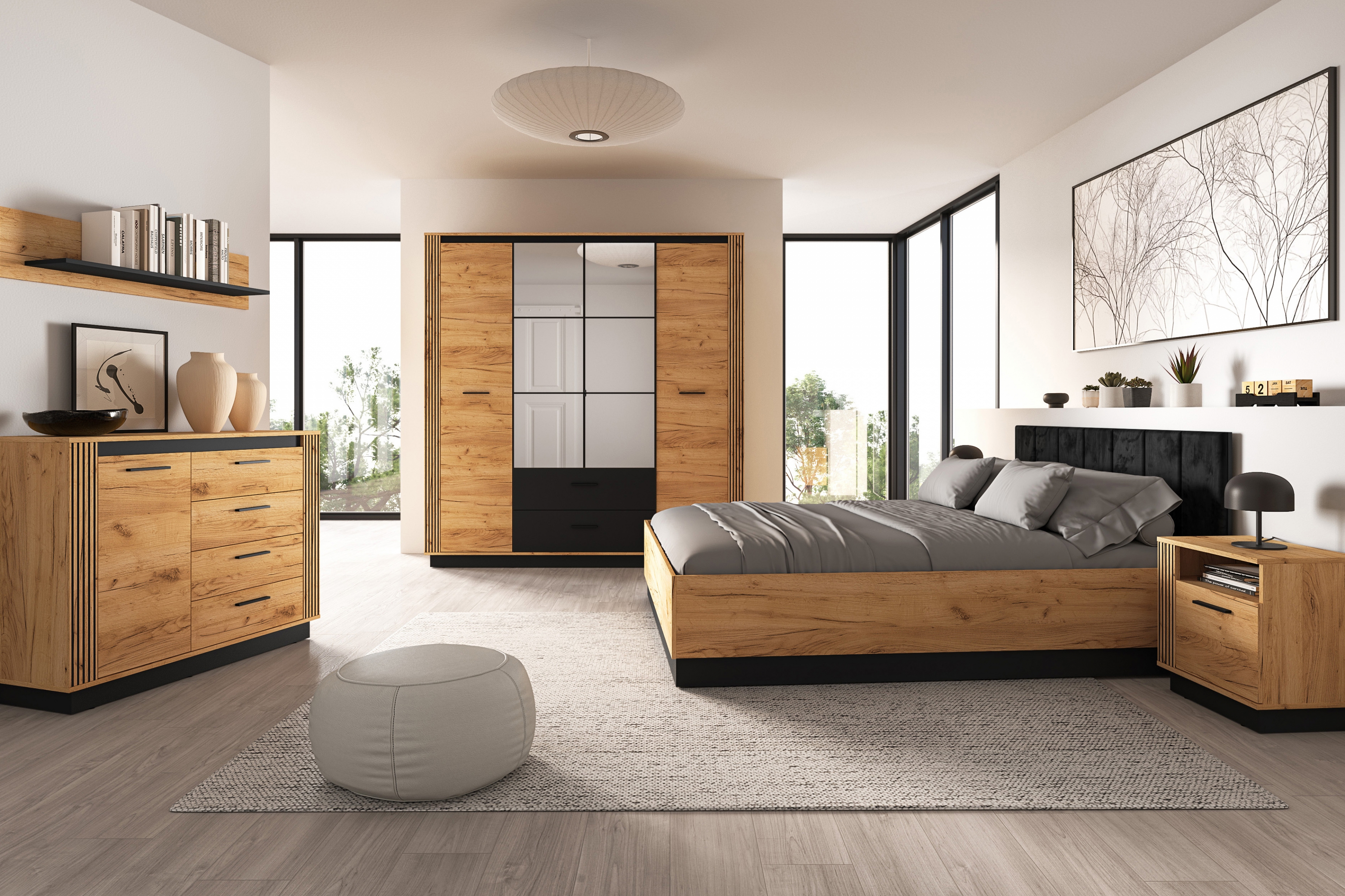 Noční stolek Clawi 50 cm - dub craft zlatý / černá Noční stolek Clawi 09 - 50 cm - dub craft zlatá / černá