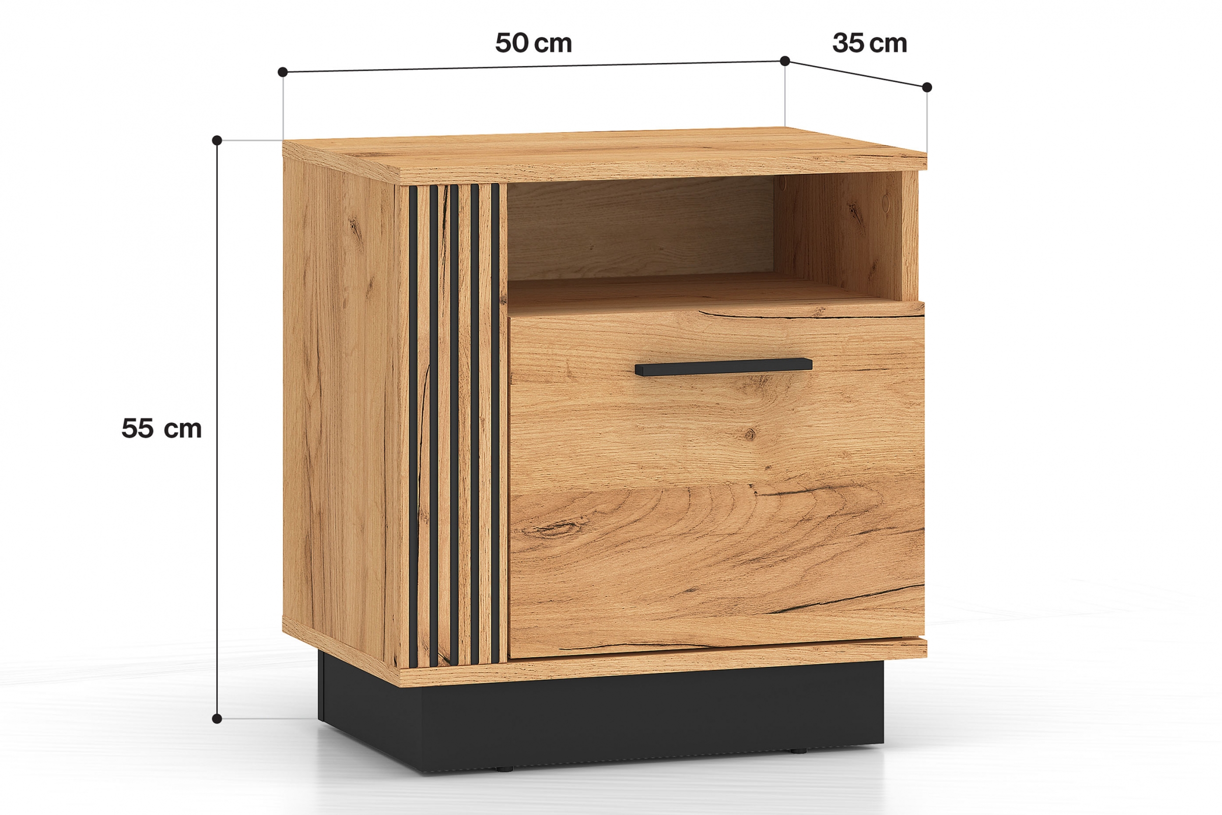 Noční stolek Clawi 50 cm - dub craft zlatý / černá Noční stolek Clawi 09 - 50 cm - dub craft zlatá / černá