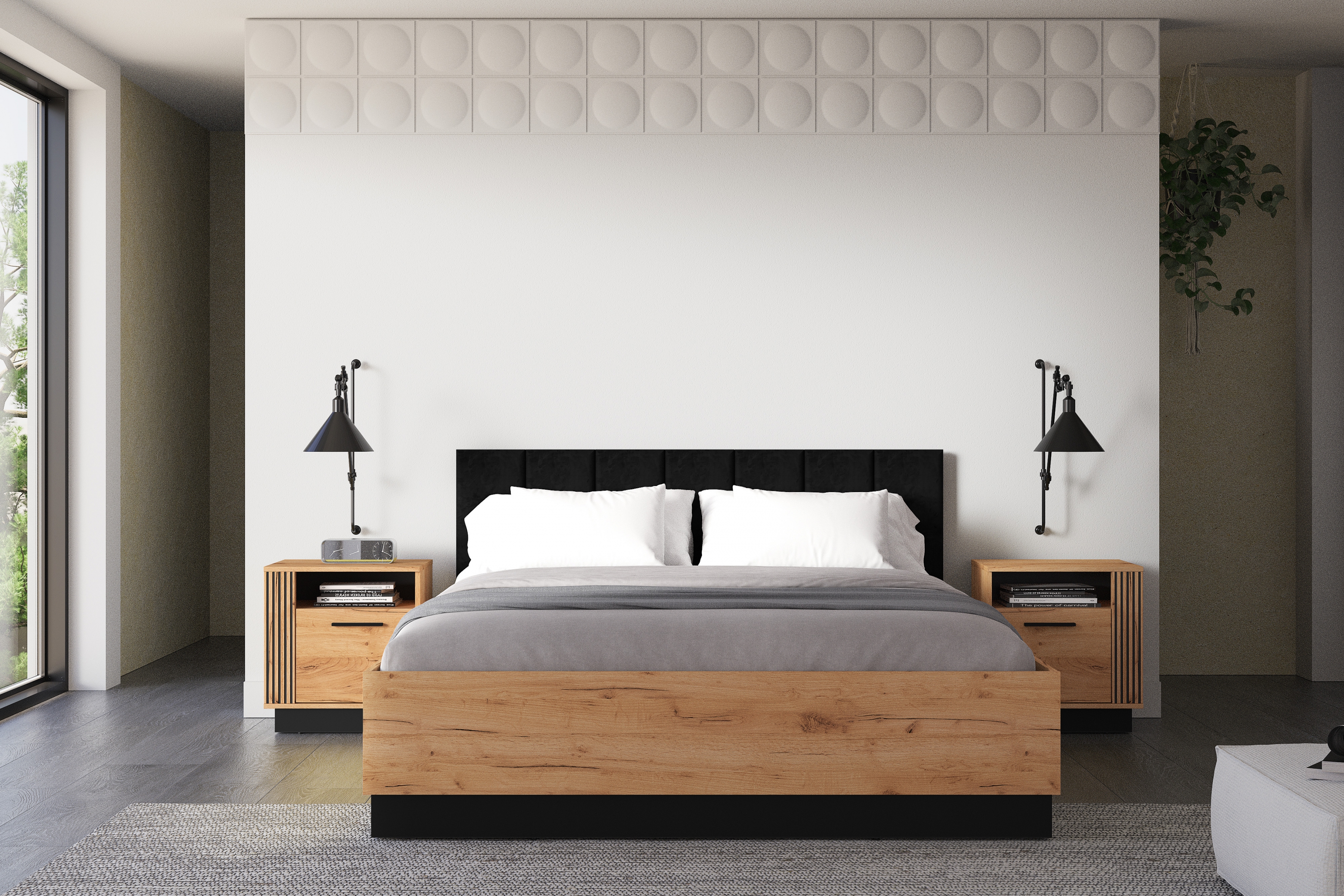 Noční stolek Clawi 50 cm - dub craft zlatý / černá Noční stolek Clawi 09 - 50 cm - dub craft zlatá / černá