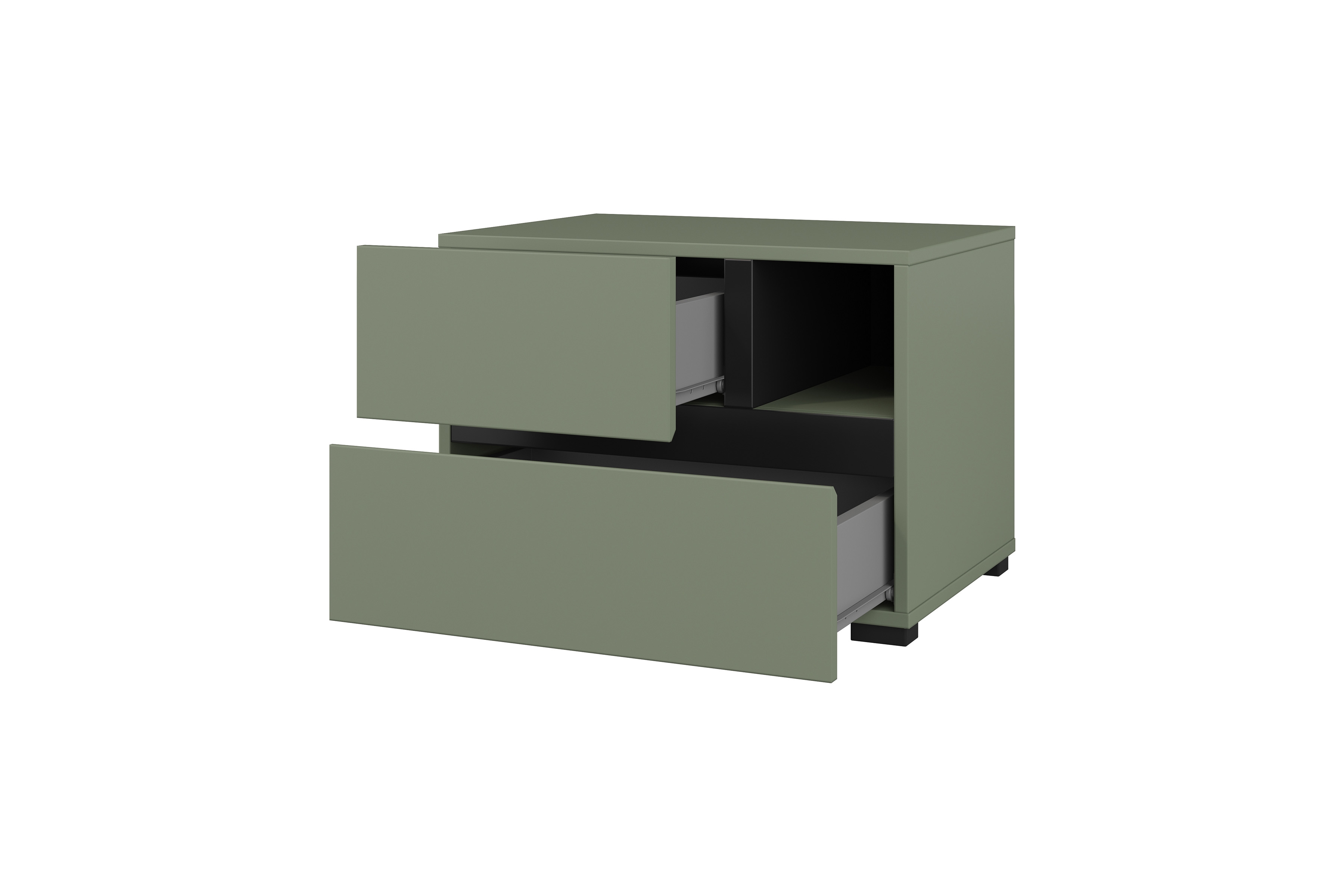 Noční stolek Cross 55 cm se zásuvkami – tlumená zelená / černá Noční stolek Cross 55 cm se zásuvkami - zgaszona zelená / zgaszona zelená - černá