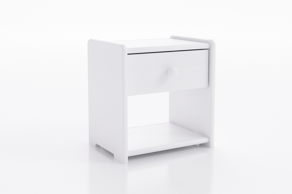 Nočný stolík Dora Nočný Stolík drewniana Dora - Farba Biely, časti nábytku biely