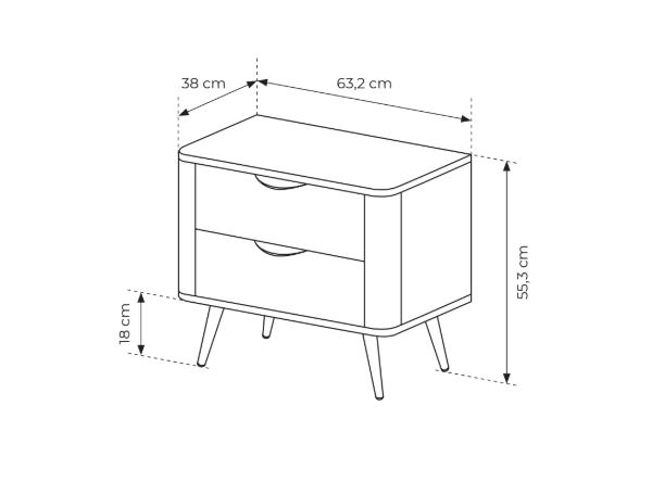 Noční stolek Edrin 63 cm se zásuvkami - dub dunin / černá Noční stolek Edrin 63 cm se zásuvkami - dub dunin / černá