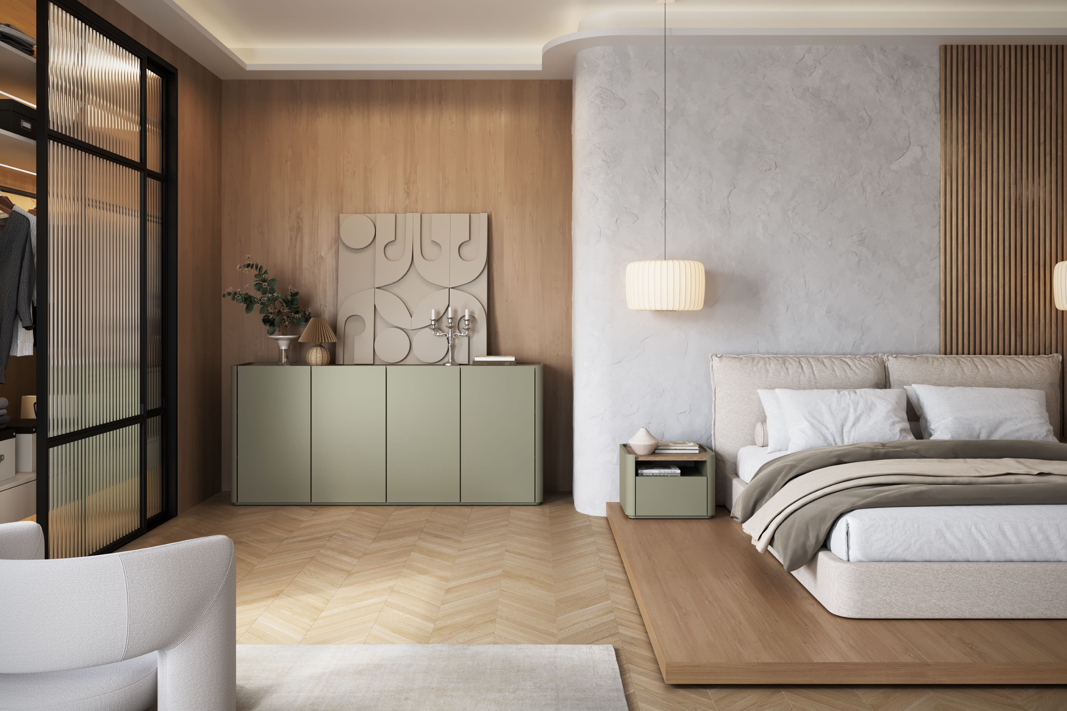 Noční stolek Elivo 50 cm - eukalyptus / dub baltic dune Noční stolek Elivo 50 cm z szuflada - eukaliptus / dub baltic dune