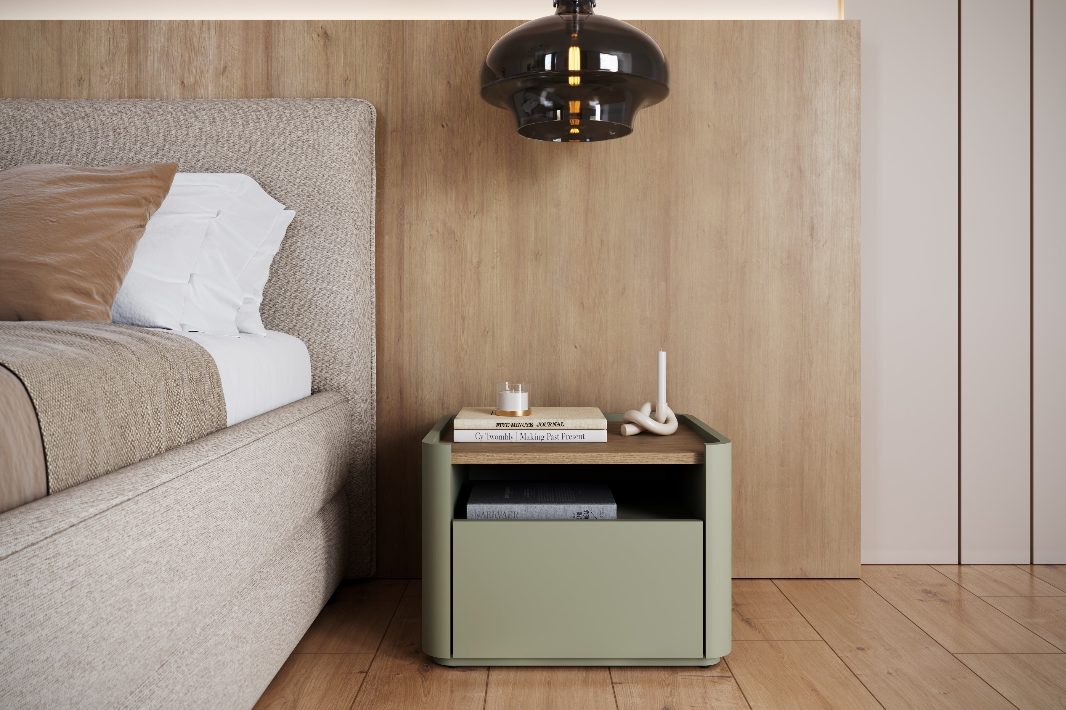 Noční stolek Elivo 50 cm - eukalyptus / dub baltic dune Noční stolek Elivo 50 cm z szuflada - eukaliptus / dub baltic dune