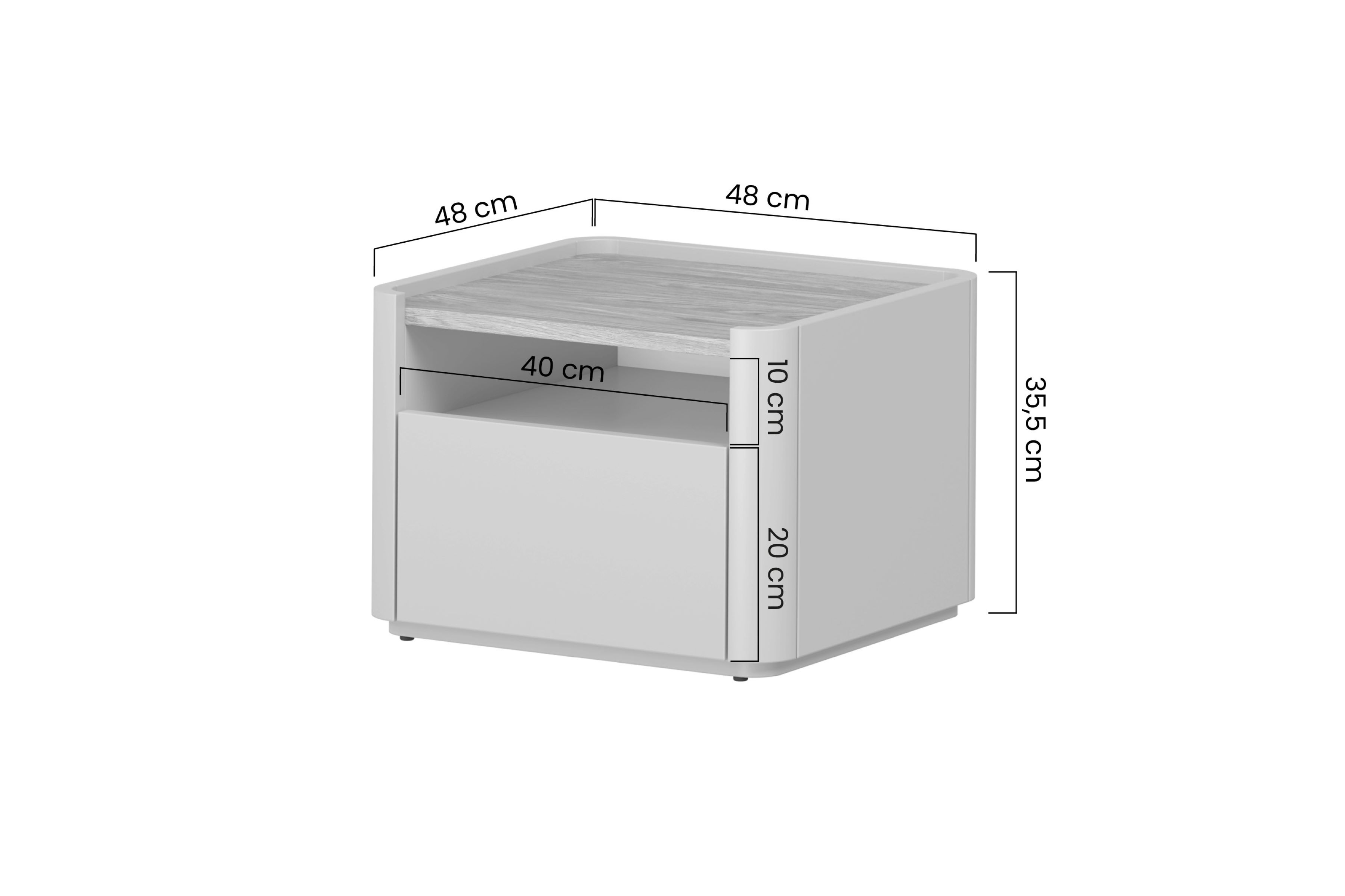 Nočný stolík Elivo 50 cm so zásuvkou - kašmírová / dub olejovaný Nočný Stolík Elivo 50 cm z szuflada - kašmír / Dub olejowany