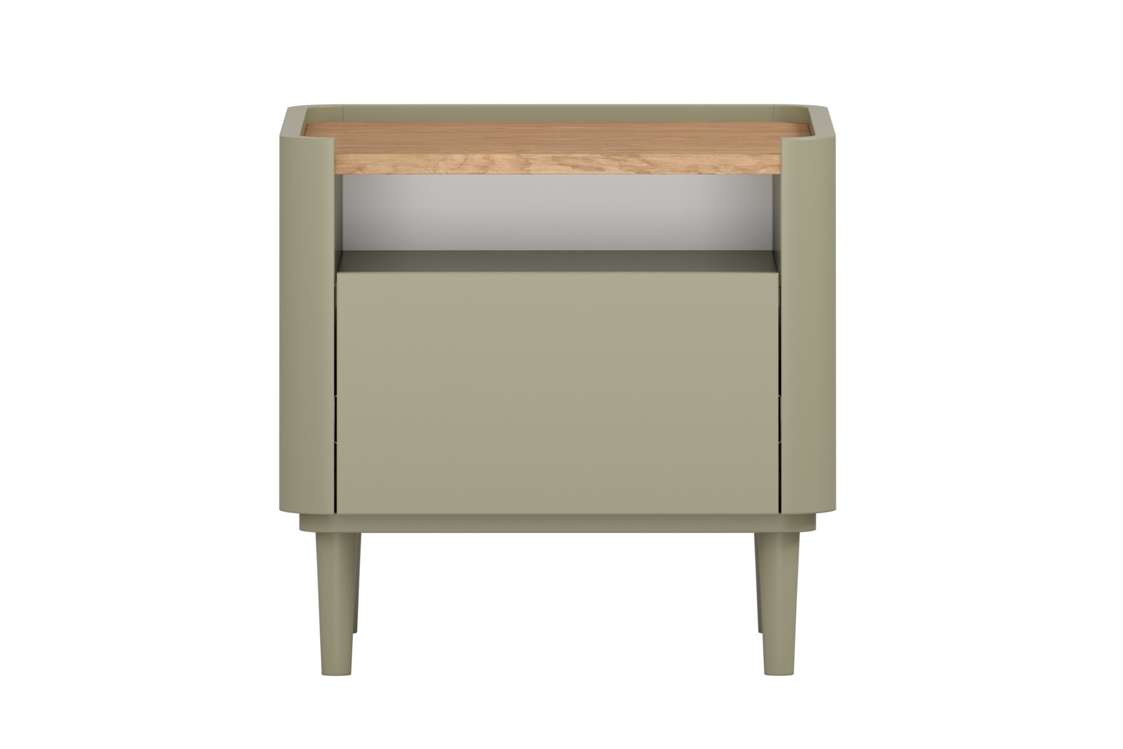 Nočný stolík Elivo 50 cm na nožičkách - eukalyptus / dub baltic dune Nočný Stolík Elivo 50 cm z szuflada na nôžkach - eukaliptus / Dub baltic dune