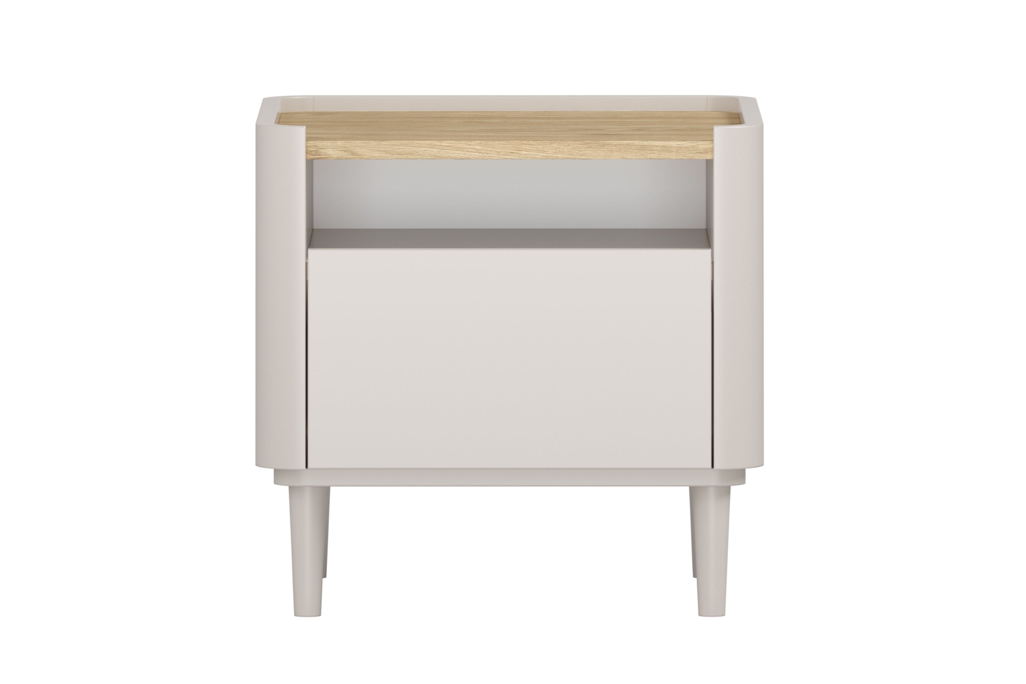 Nočný stolík Elivo 50 cm na nožičkách - kašmírová / dub olejovaný Nočný Stolík Elivo 50 cm z szuflada na nôžkach - kašmír / Dub olejowany