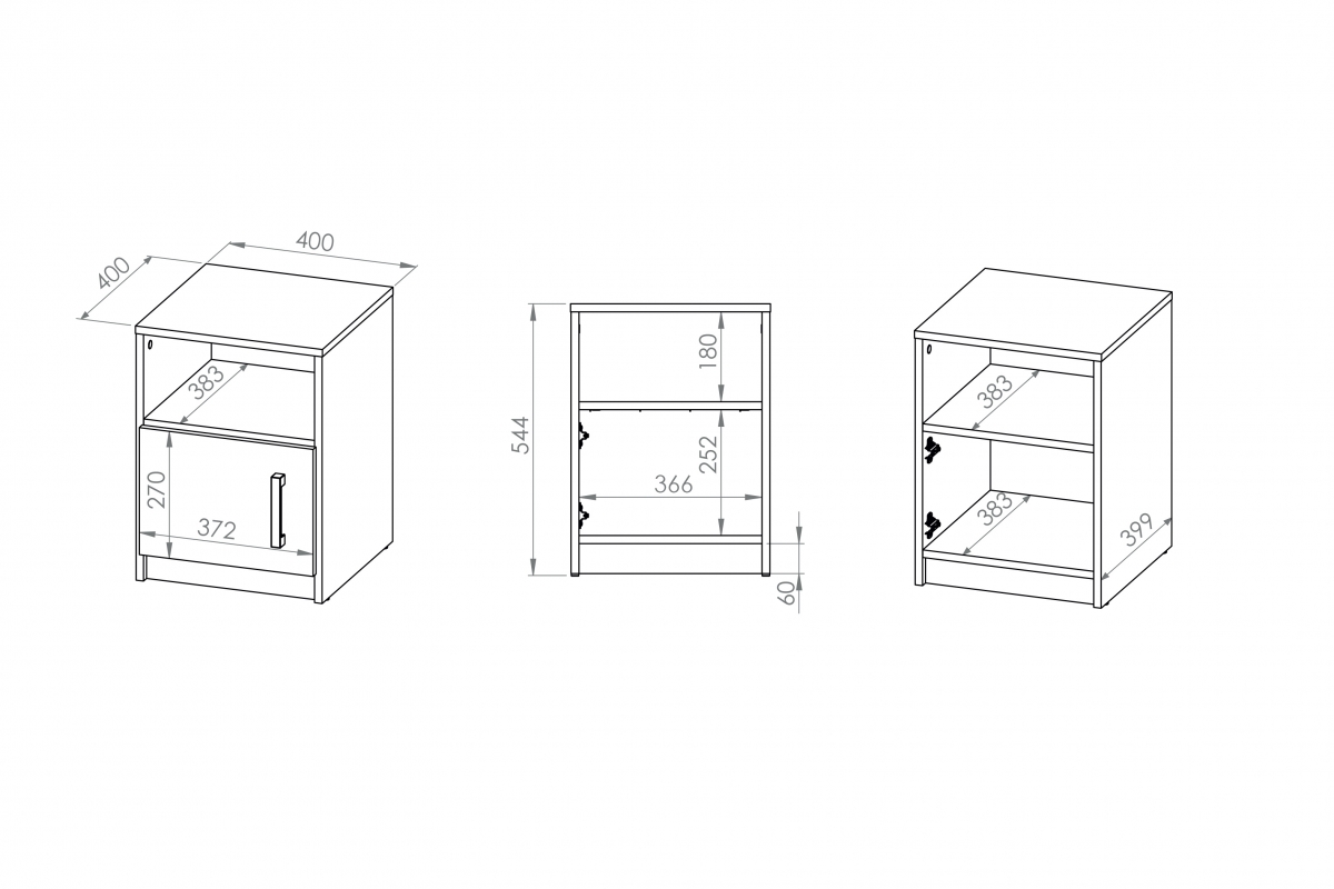 Nočný Stolík Makat 11 Skrinka z bielym frontem