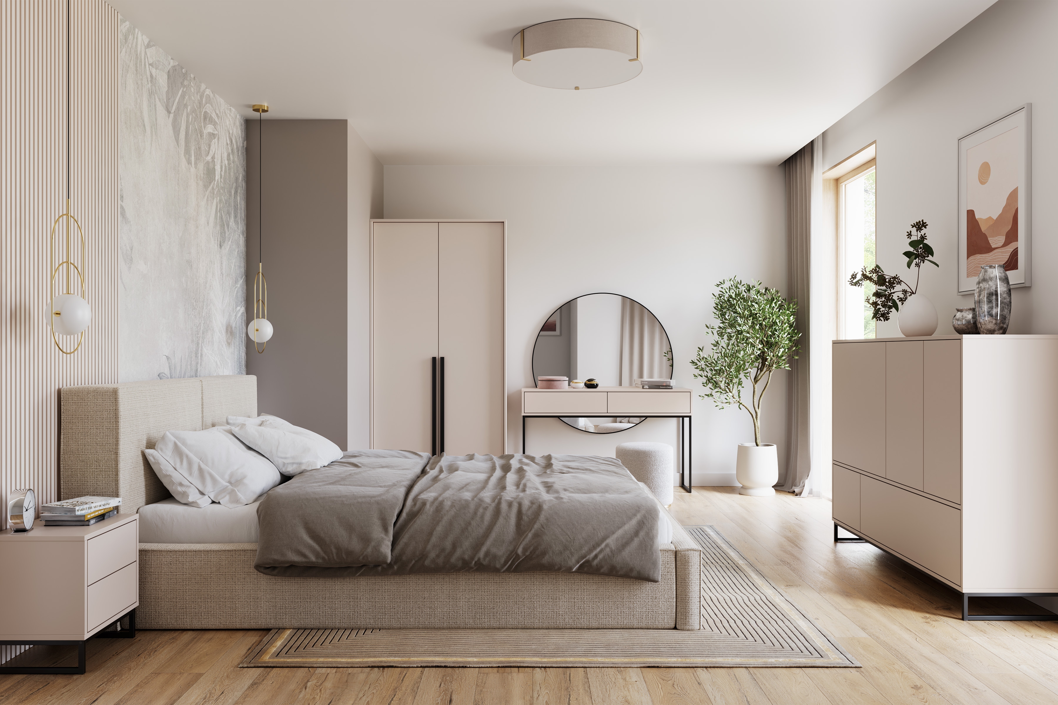 Nočný stolík Genua so zásuvkami 43 cm - Béžová Nočný Stolík Genua so zásuvkami 43 cm - Béžová