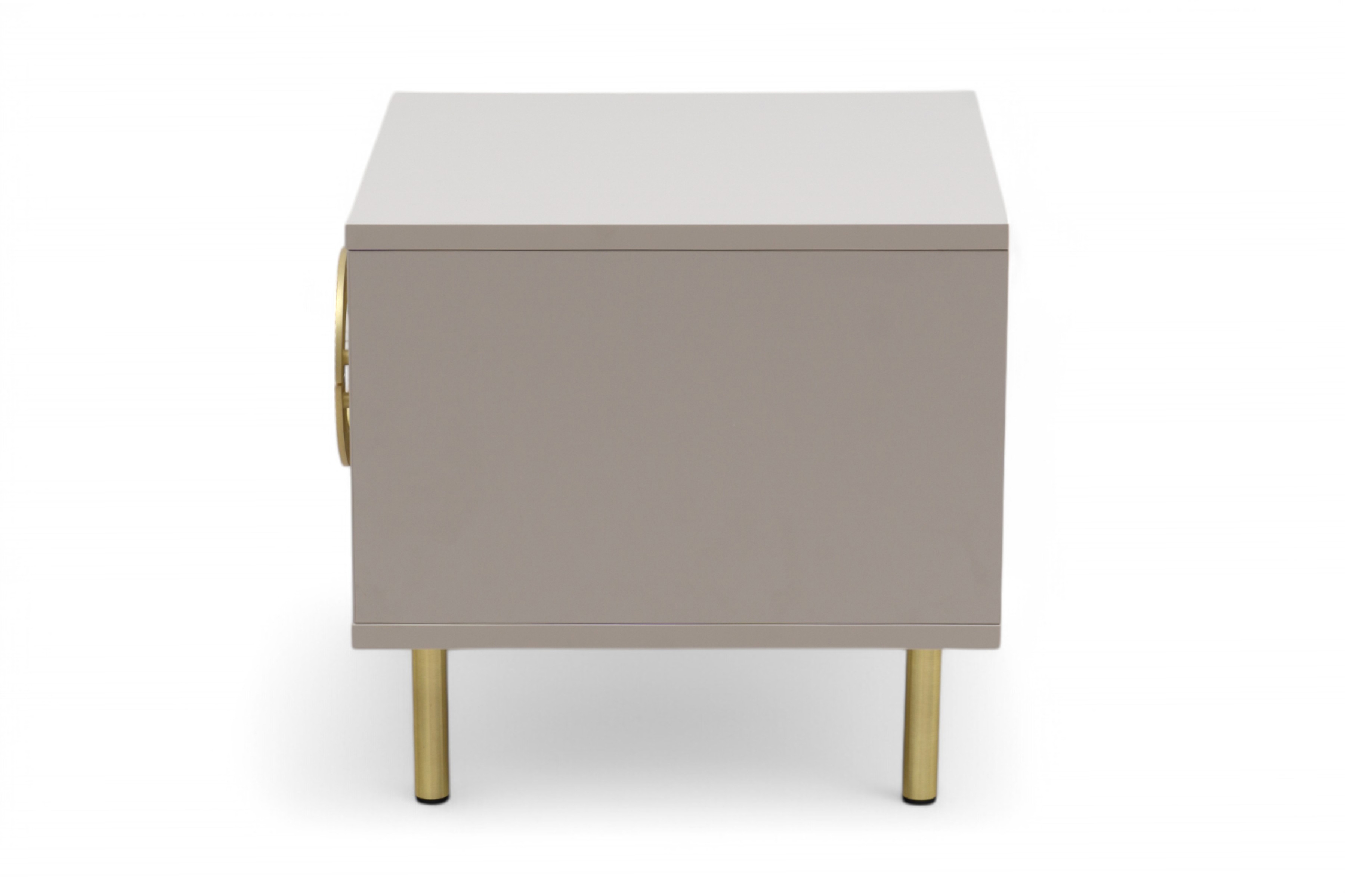 Noční stolek Nubo 46 cm - kašmírová / zlaté nožky Noční stolek Gotimo 46 cm se zásuvkami - kašmír / zlote Nohy