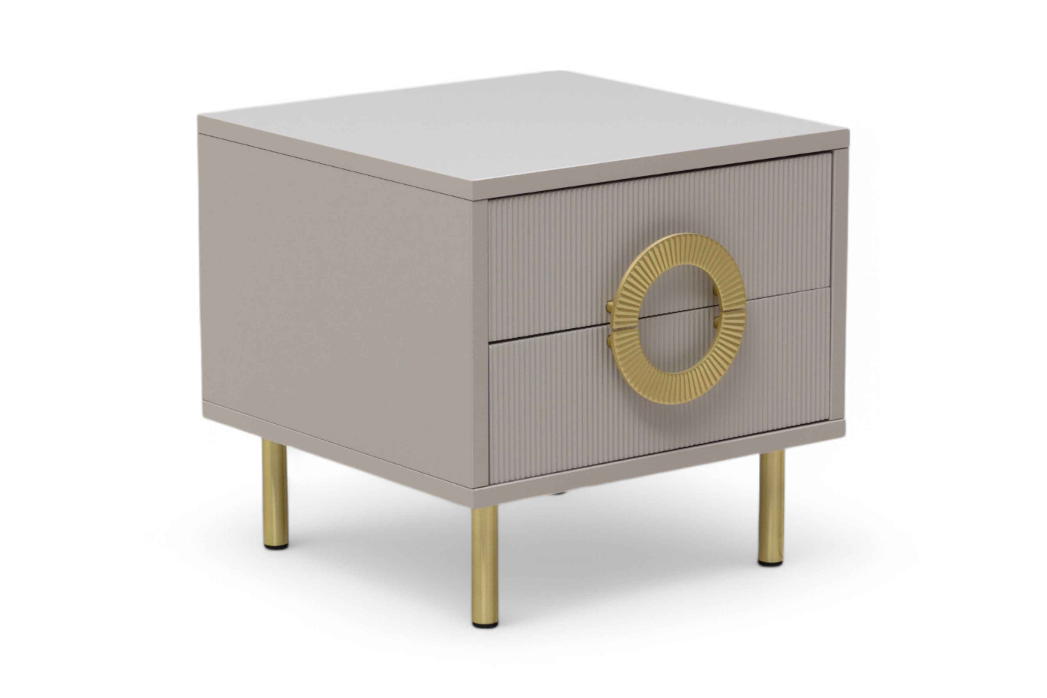 Noční stolek Nubo 46 cm - kašmírová / zlaté nožky Noční stolek Gotimo 46 cm se zásuvkami - kašmír / zlote Nohy