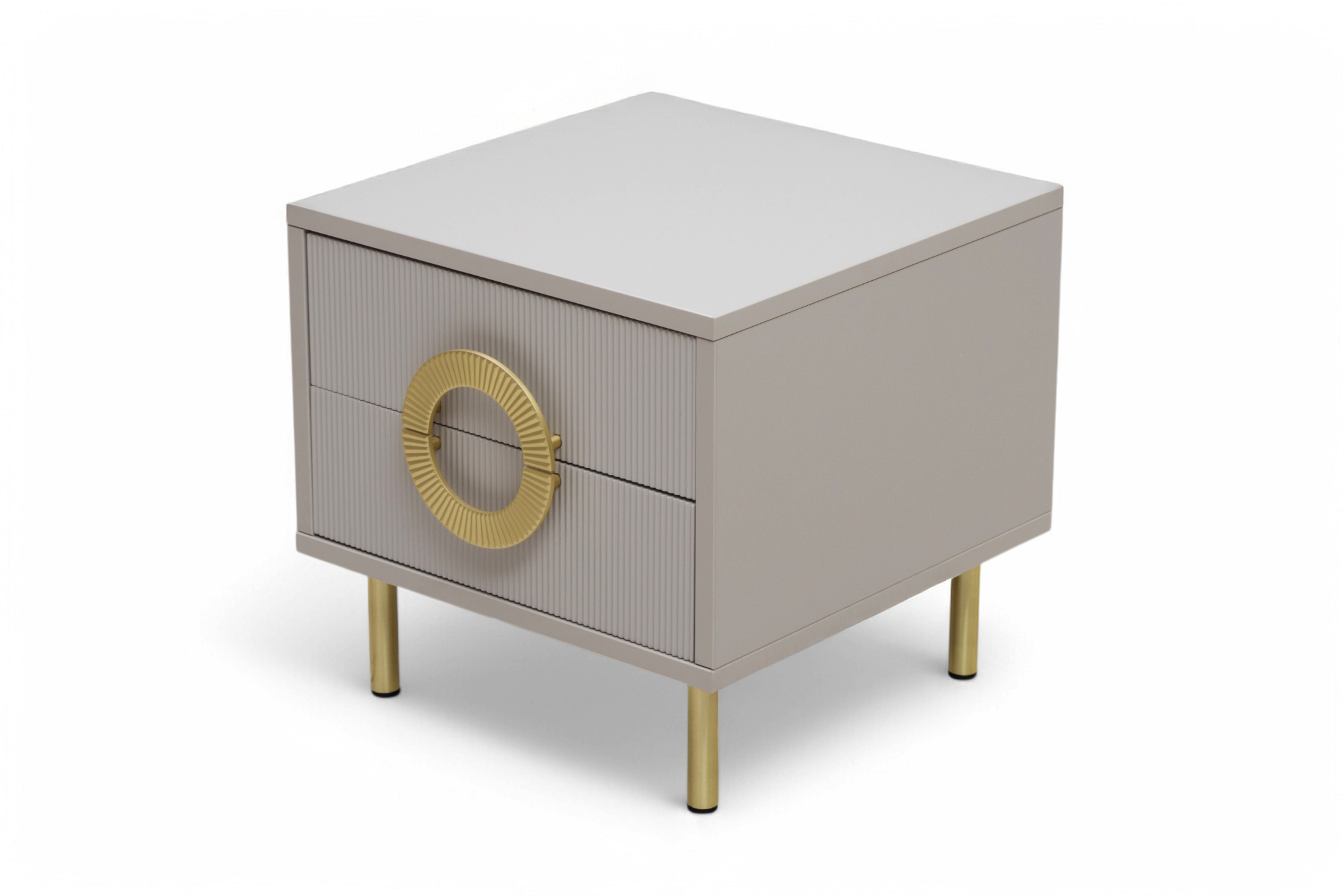 Noční stolek Nubo 46 cm - kašmírová / zlaté nožky Noční stolek Gotimo 46 cm se zásuvkami - kašmír / zlote Nohy
