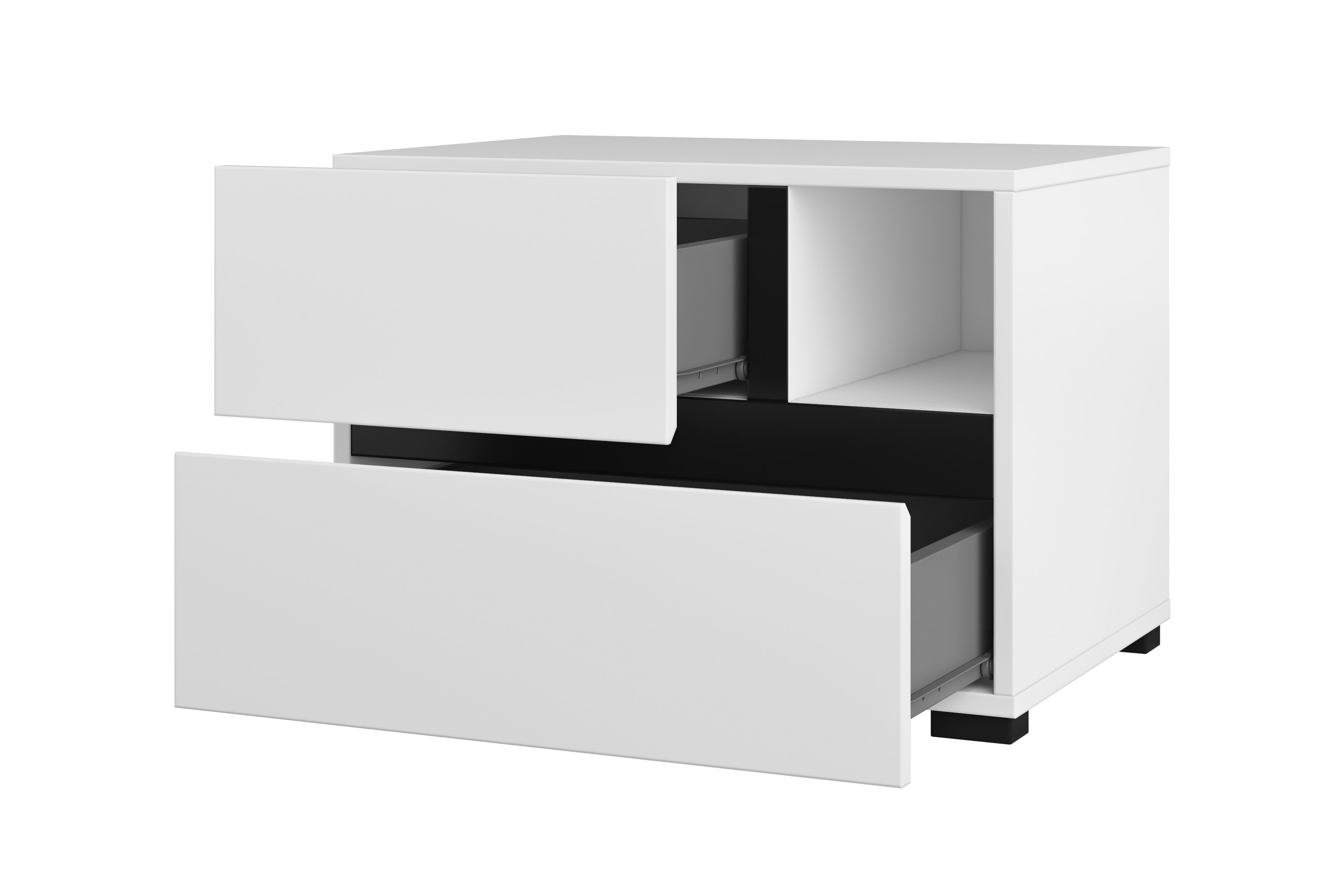 Nočný stolík Cross 55 cm so zásuvkami - biela / čierna Nočný Stolík Gramon 55 cm so zásuvkami - biela / čierny