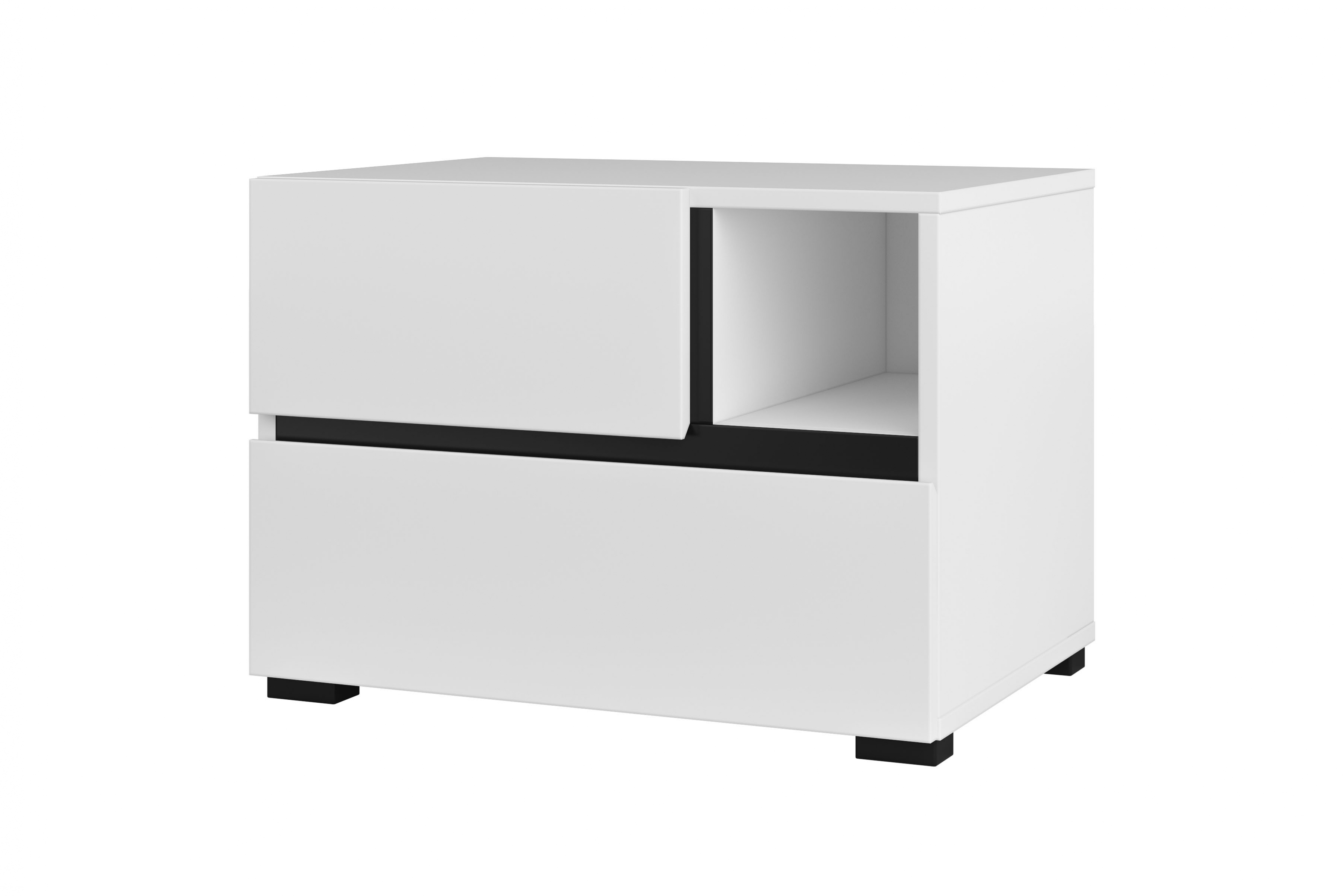 Nočný stolík Cross 55 cm so zásuvkami - biela / čierna Nočný Stolík Gramon 55 cm so zásuvkami - biela / čierny