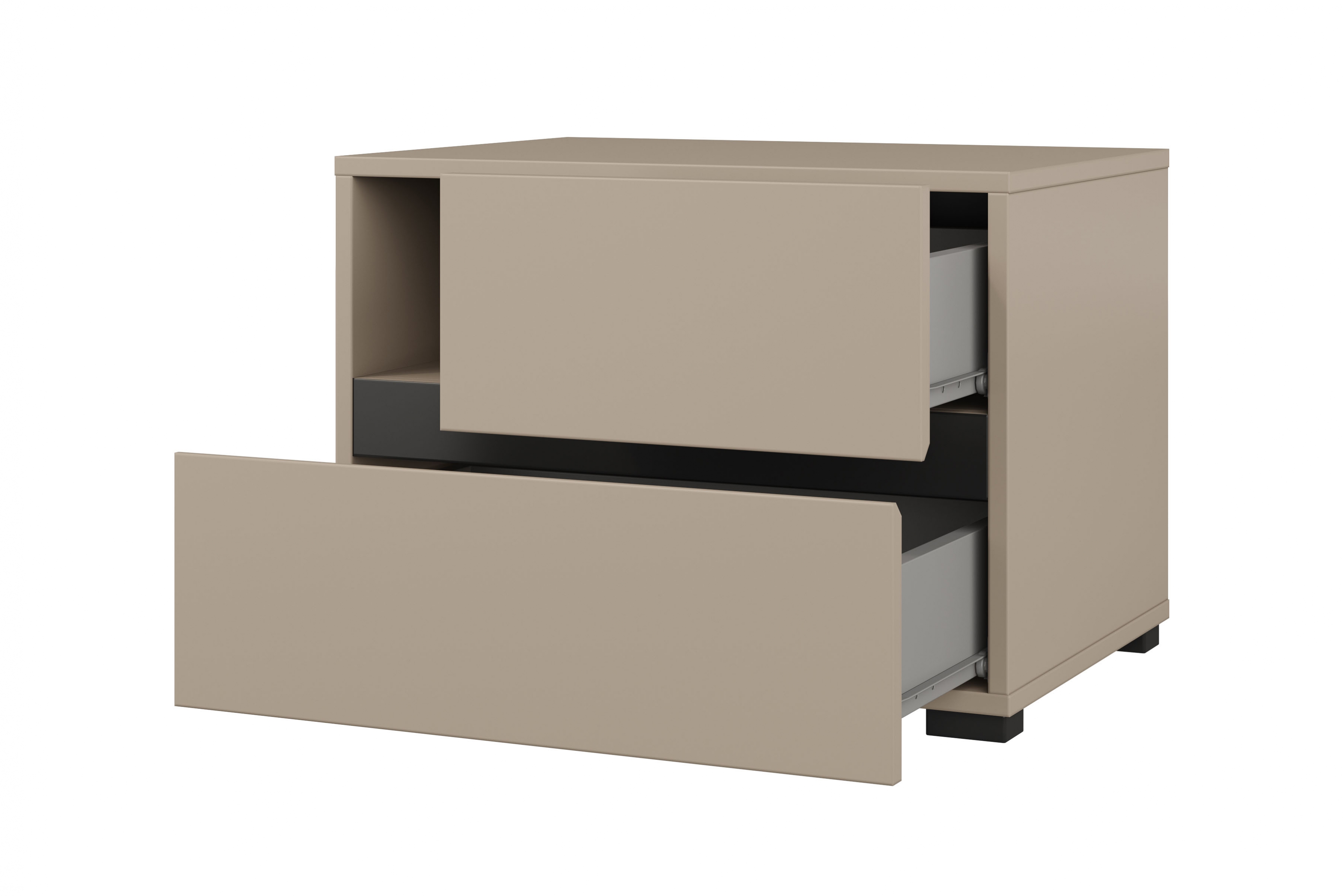 Nočný stolík Cross 55 cm so zásuvkami - kašmírová / čierna Nočný Stolík Gramon 55 cm so zásuvkami - kašmír / Čierny