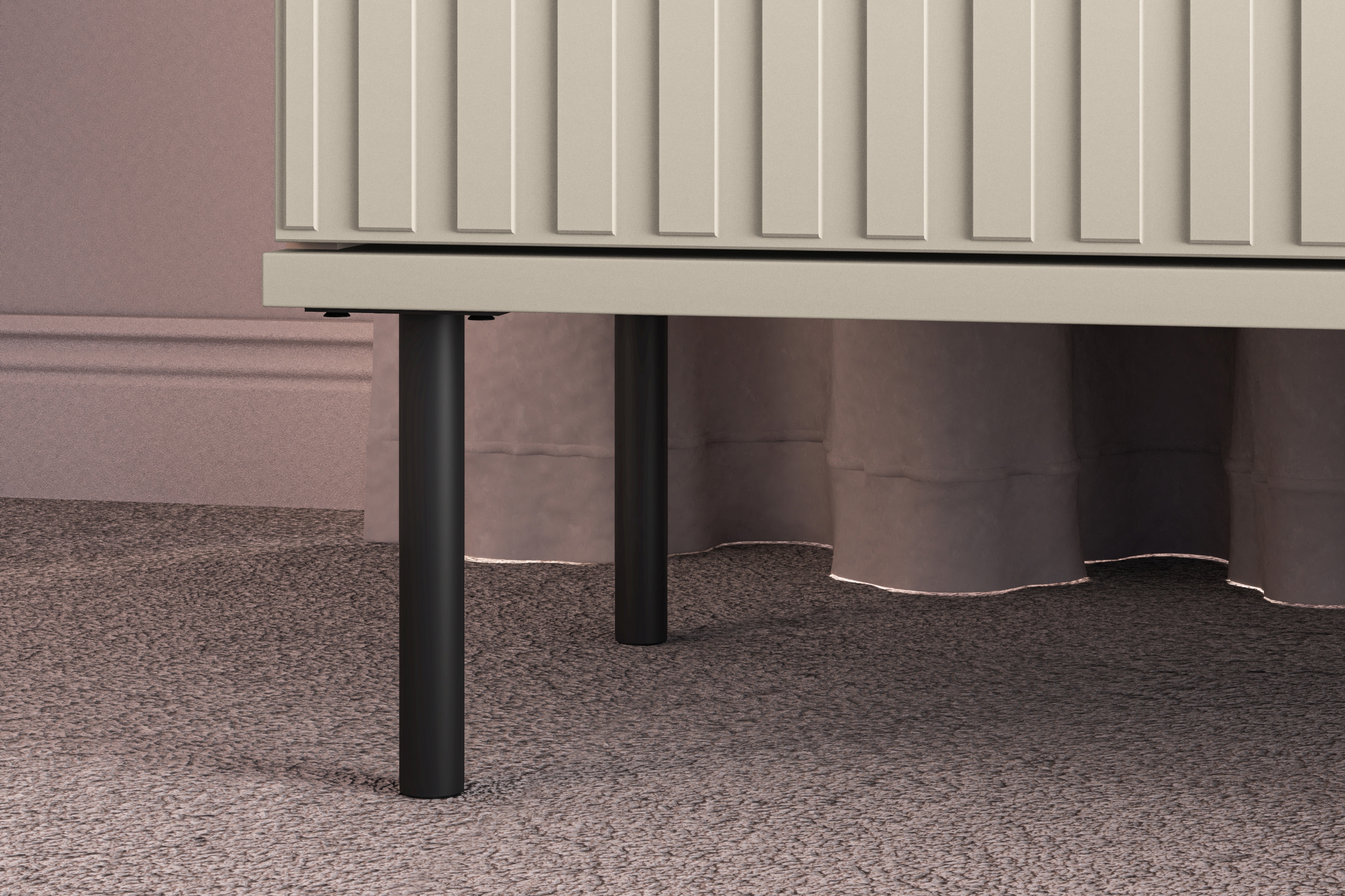 Noční stolek Jamuzi 50 cm - kašmírová / černé nožky Noční stolek Jamuzi 07 z szuflada - 50 cm - kašmír / černá nozki