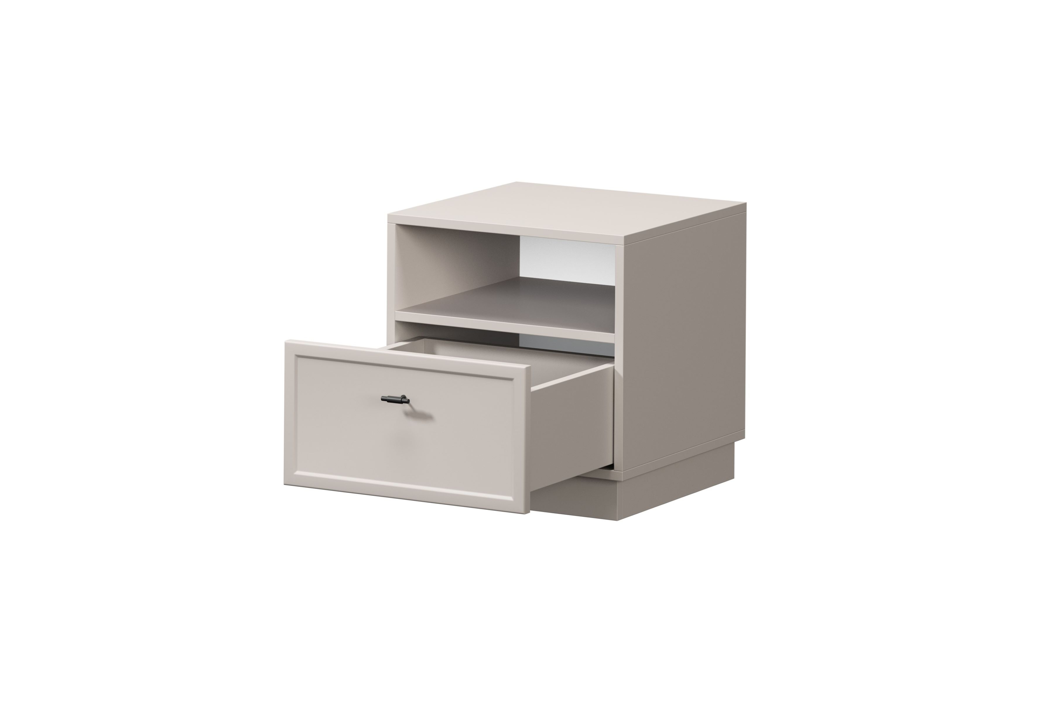 Noční stolek Lorini 45 cm - kašmírová / černá úchytka T-bar Noční stolek Lorini z szuflada 45 cm - kašmír / černá uchwyt T-bar