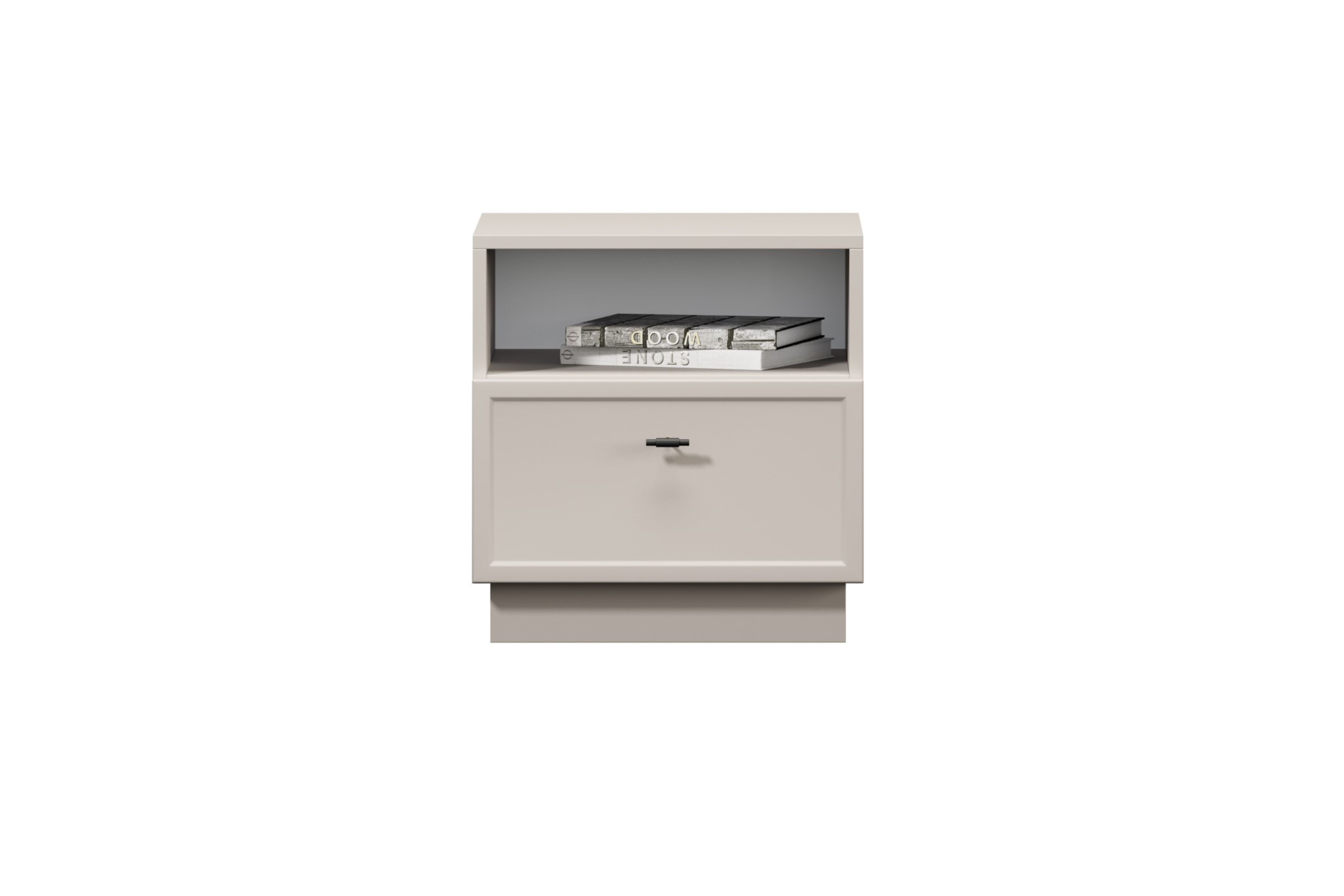 Noční stolek Lorini 45 cm - kašmírová / černá úchytka T-bar Noční stolek Lorini z szuflada 45 cm - kašmír / černá uchwyt T-bar