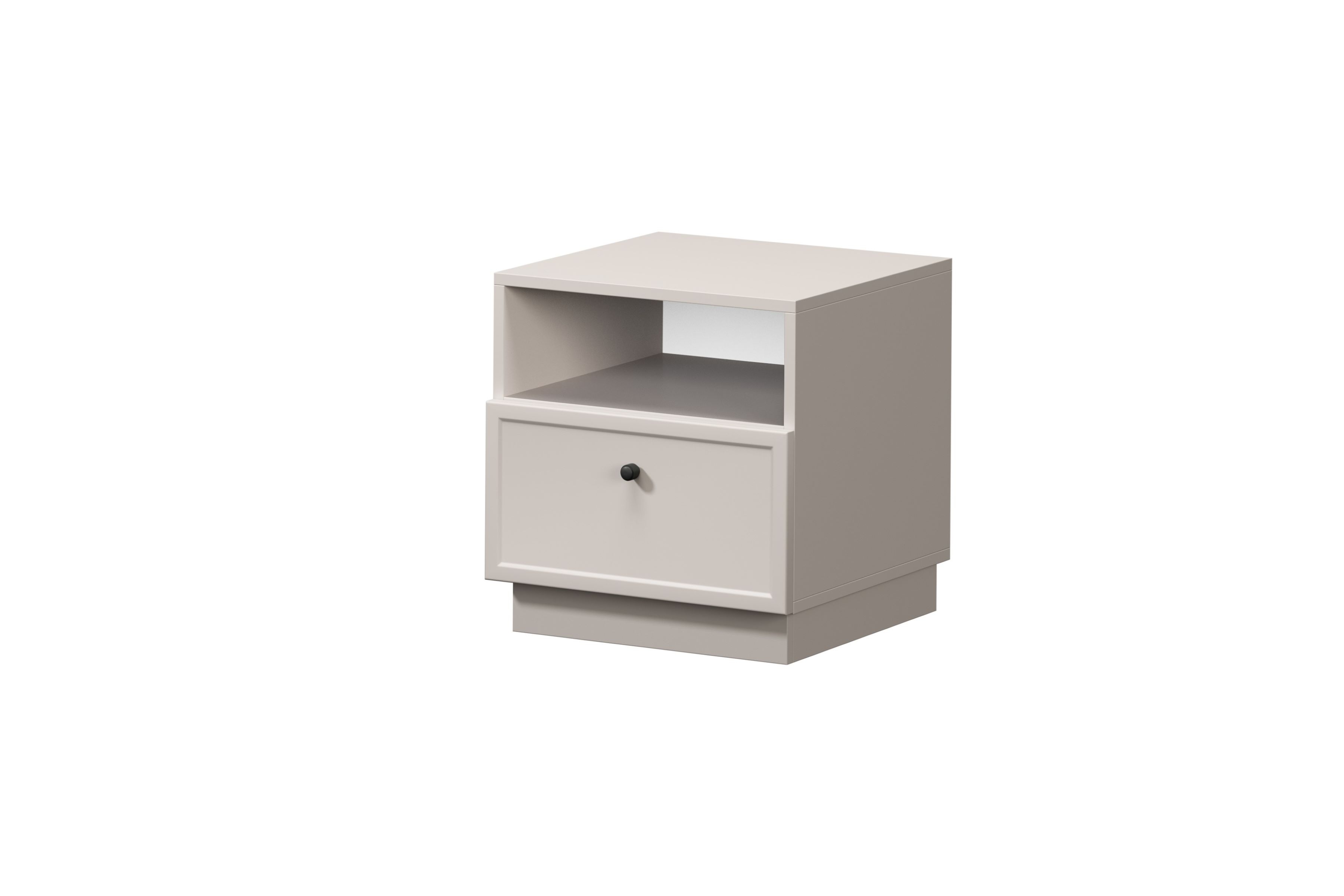 Noční stolek Lorini 45 cm - kašmírová / černá úchytka Noční stolek Lorini z szuflada 45 cm - kašmír / černá uchwyt