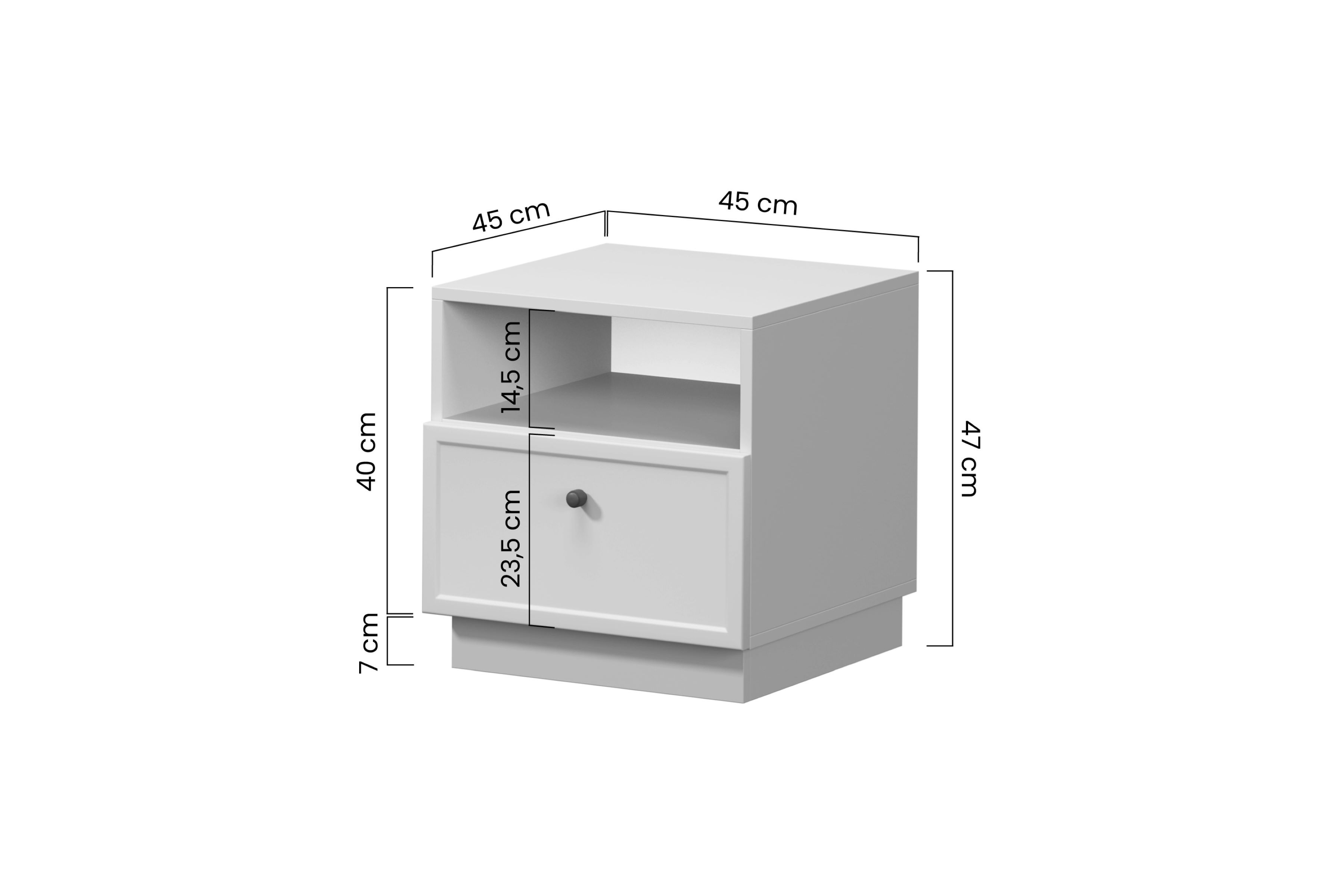 Noční stolek Lorini 45 cm - kašmírová / zlatá úchytka T-bar Noční stolek Lorini z szuflada 45 cm - kašmír / zlatá uchwyt T-bar