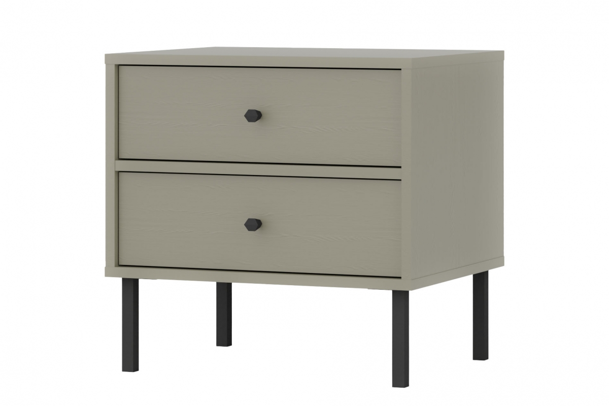 Noční stolek Lotina II 2S se zásuvkami 52 cm - eukalyptus / černé nohy Noční stolek Lotina II 2S se zásuvkami 52 cm - eukaliptus / černá Nohy