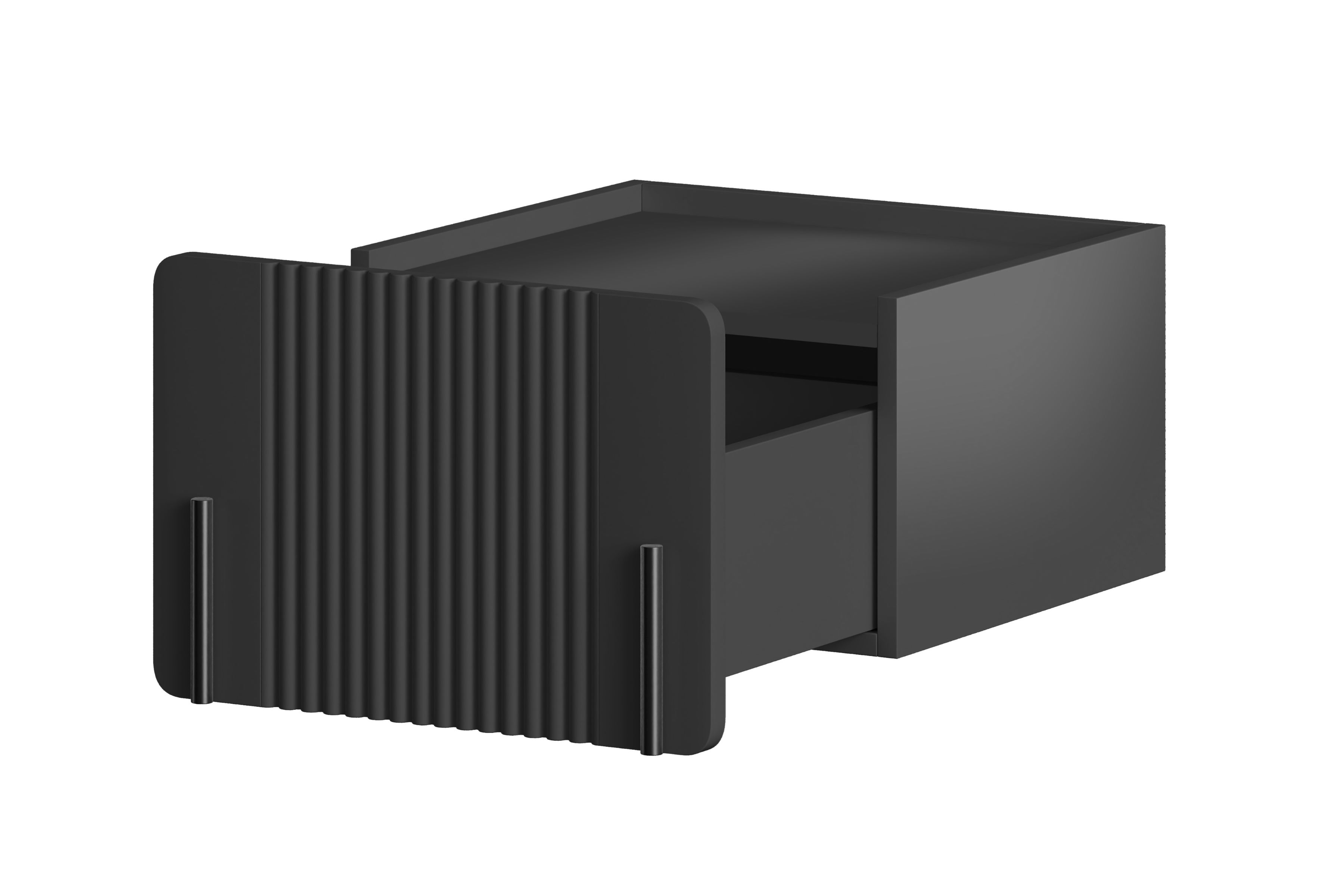 Závěsný noční stolek Malmi se zásuvkou 45 cm - černý mat / černá Noční stolek Malmi 45 cm závěsná z szuflada - černá mat / černá