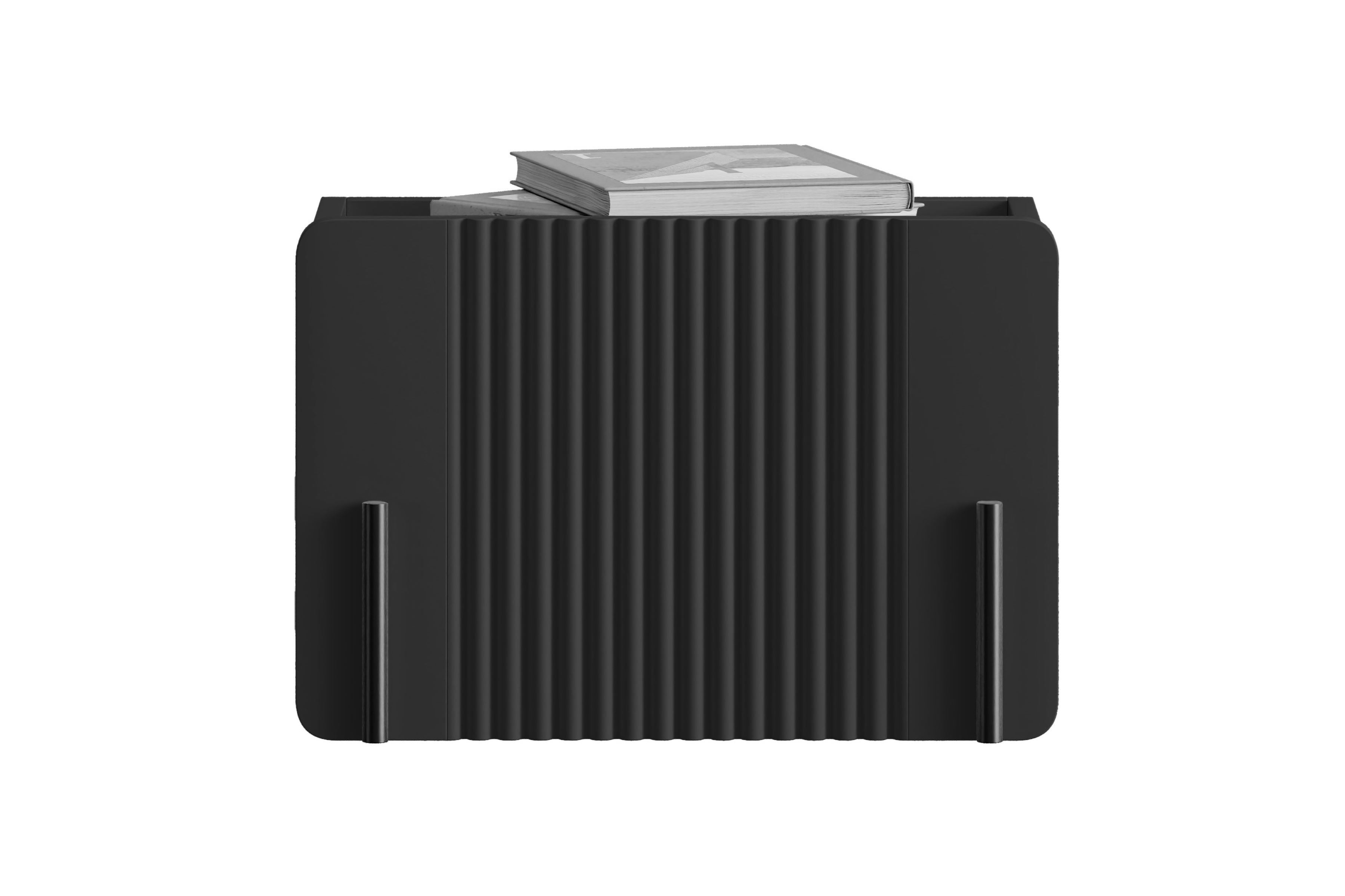 Závěsný noční stolek Malmi se zásuvkou 45 cm - černý mat / černá Noční stolek Malmi 45 cm závěsná z szuflada - černá mat / černá