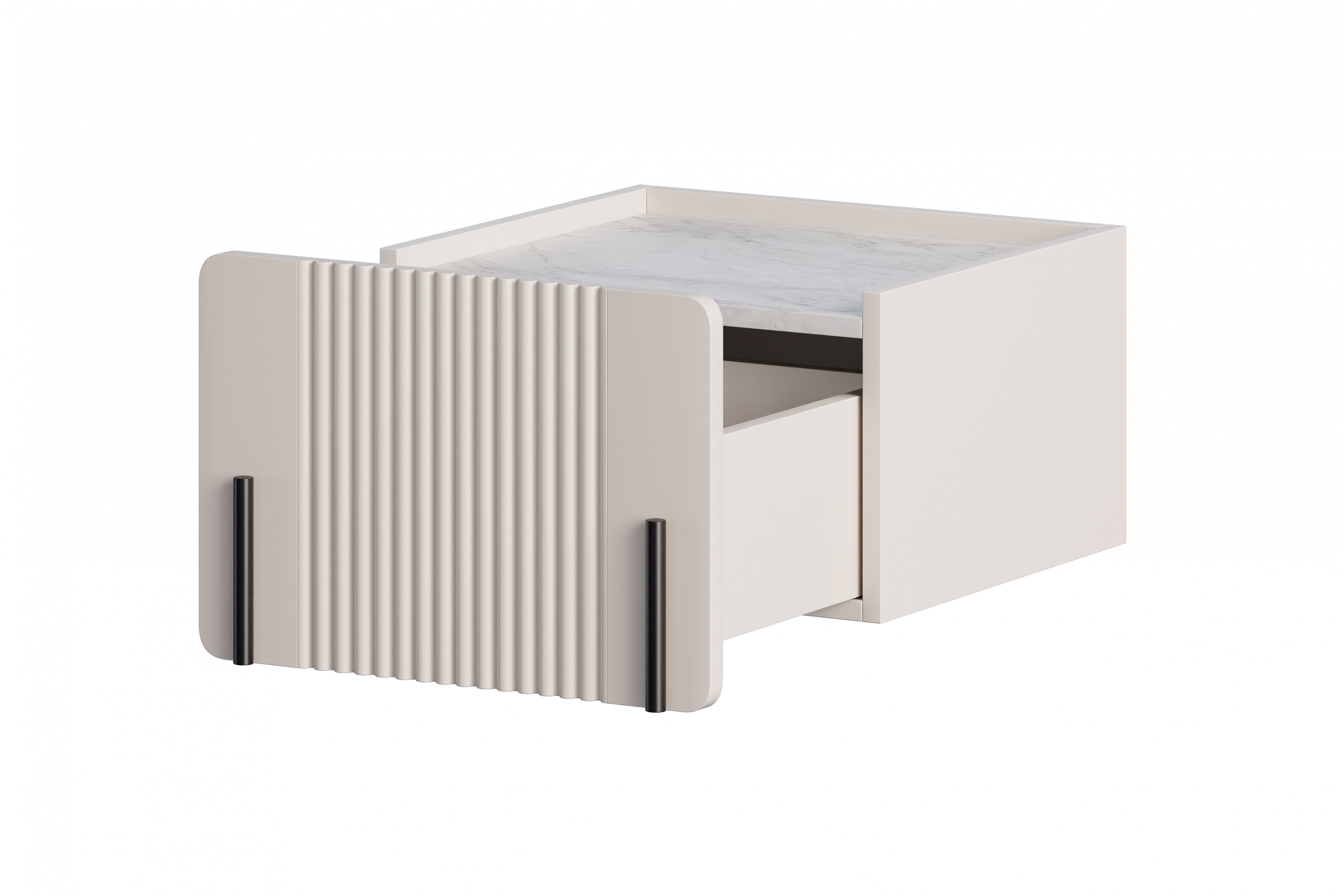 Závěsný noční stolek Malmi se zásuvkou 45 cm - kašmírová / crema bianca / černá Noční stolek Malmi 45 cm závěsná z szuflada - kašmír / crema bianca / černá