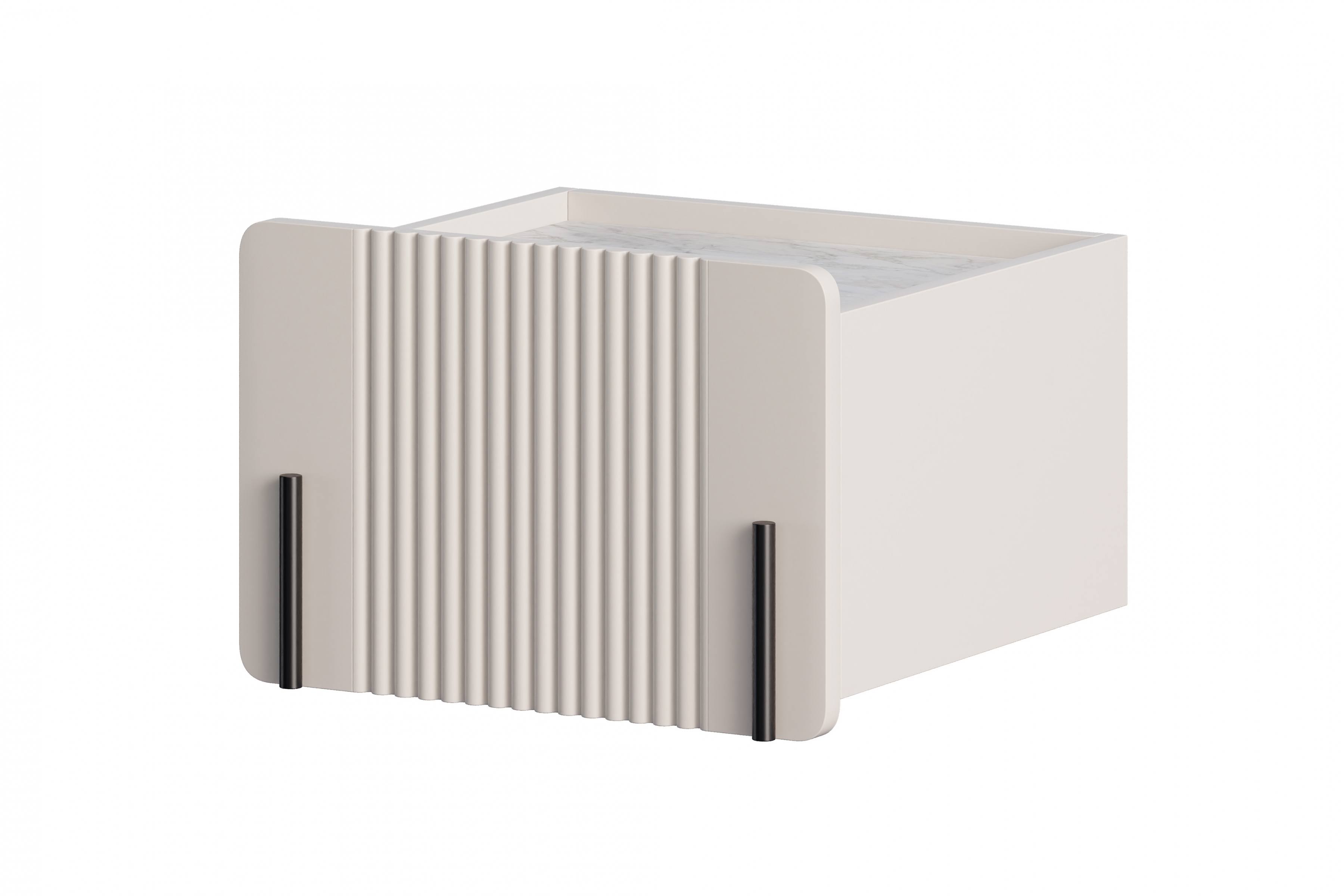 Závěsný noční stolek Malmi se zásuvkou 45 cm - kašmírová / crema bianca / černá Noční stolek Malmi 45 cm závěsná z szuflada - kašmír / crema bianca / černá