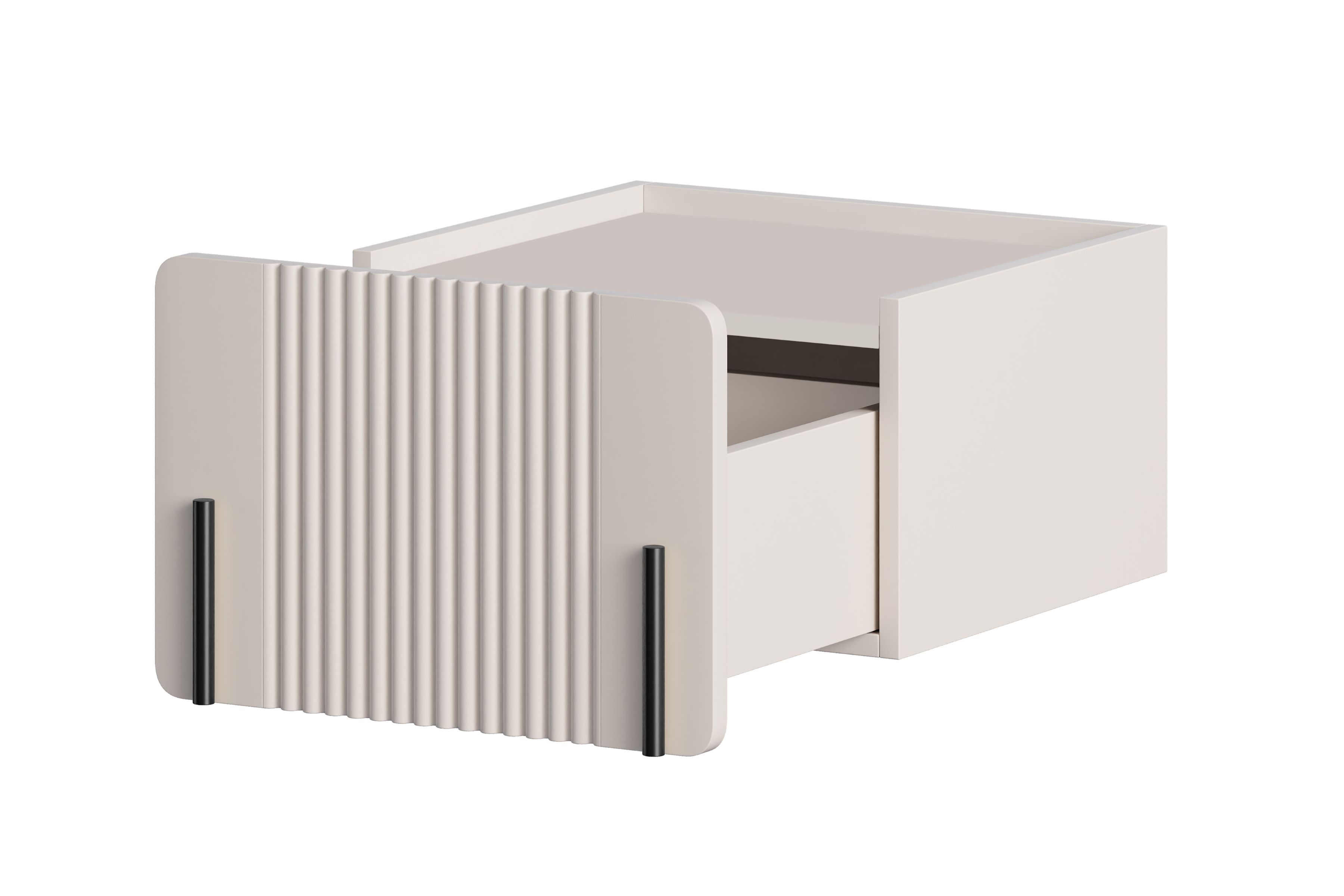 Závěsný noční stolek Malmi se zásuvkou 45 cm - kašmírová / černá Noční stolek Malmi 45 cm závěsná z szuflada - kašmír / černá