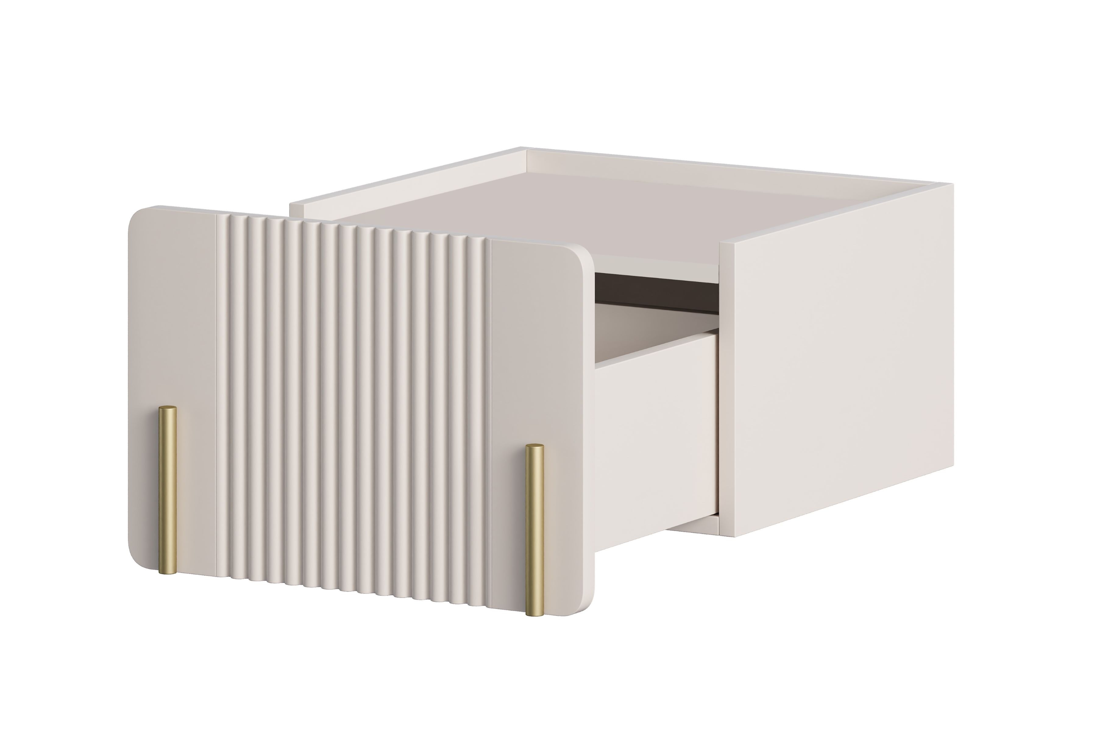 Nočný stolík na stenu Malmi 45 cm - kašmírová / zlatá Nočný Stolík Malmi 45 cm závesná z szuflada - kašmír / zlaté