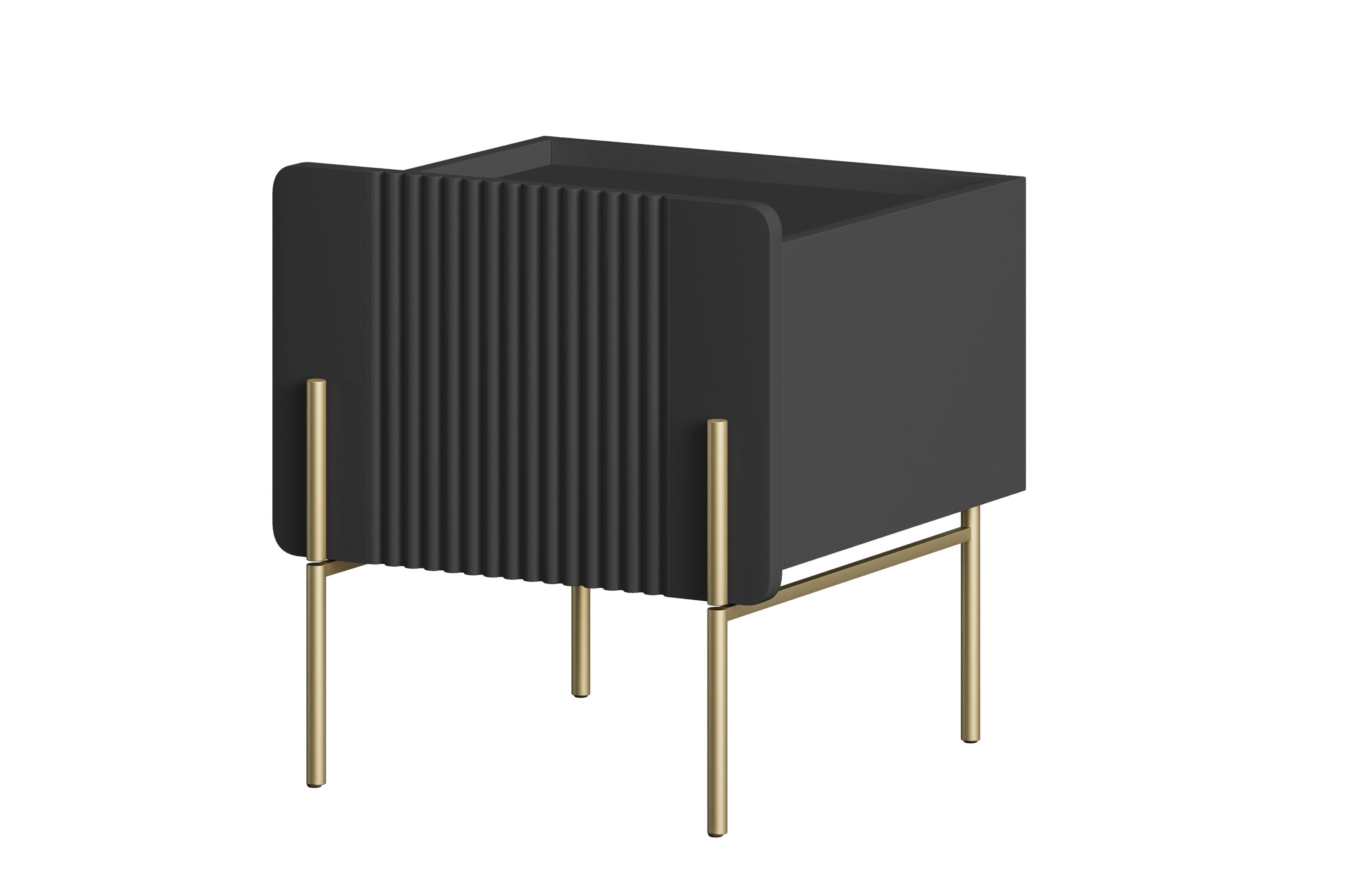 Noční stolek Malmi se zásuvkou 45 cm - černý mat / zlaté nožky Noční stolek Malmi 45 cm z szuflada - černá mat / zlote nozki