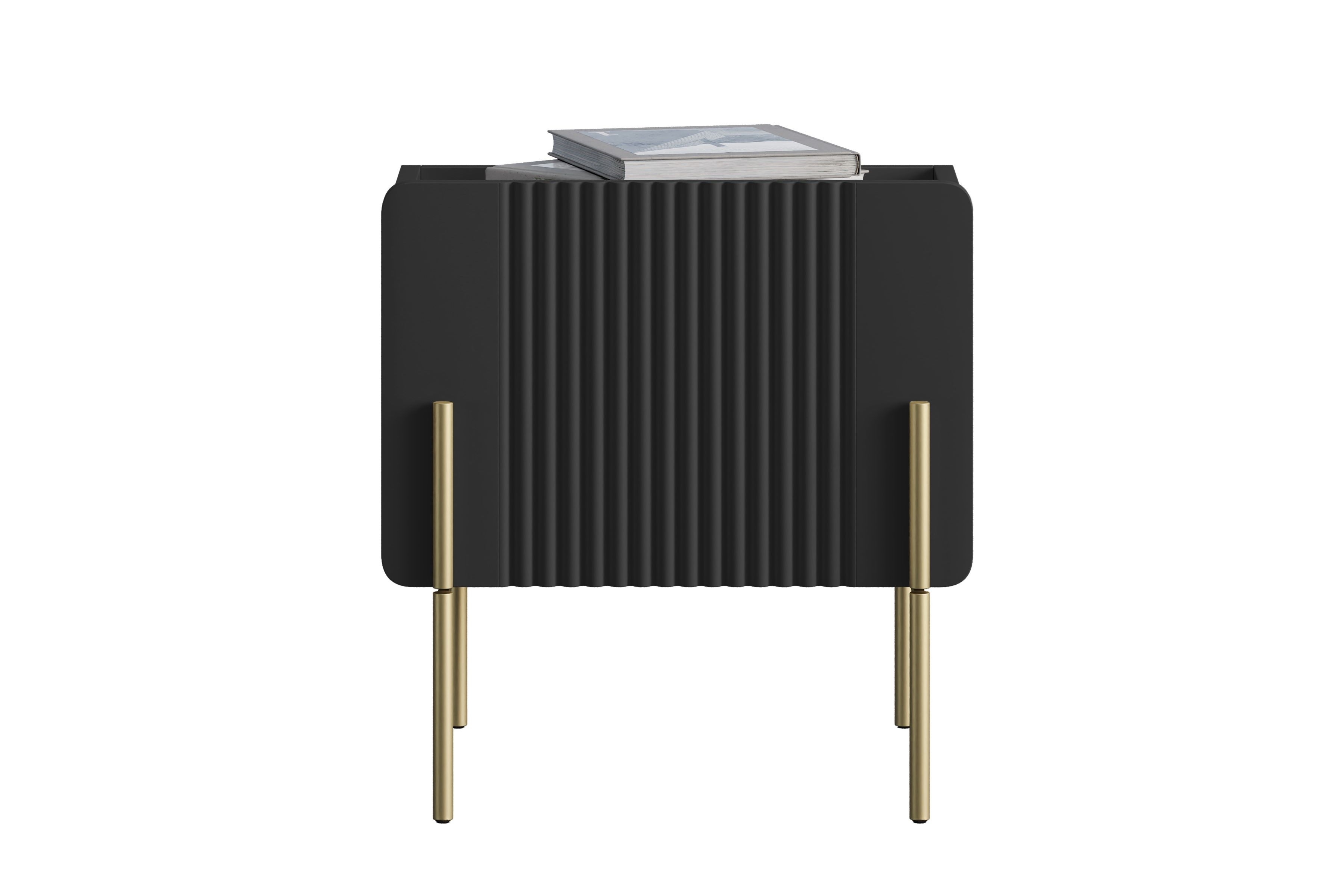 Noční stolek Malmi se zásuvkou 45 cm - černý mat / zlaté nožky Noční stolek Malmi 45 cm z szuflada - černá mat / zlote nozki