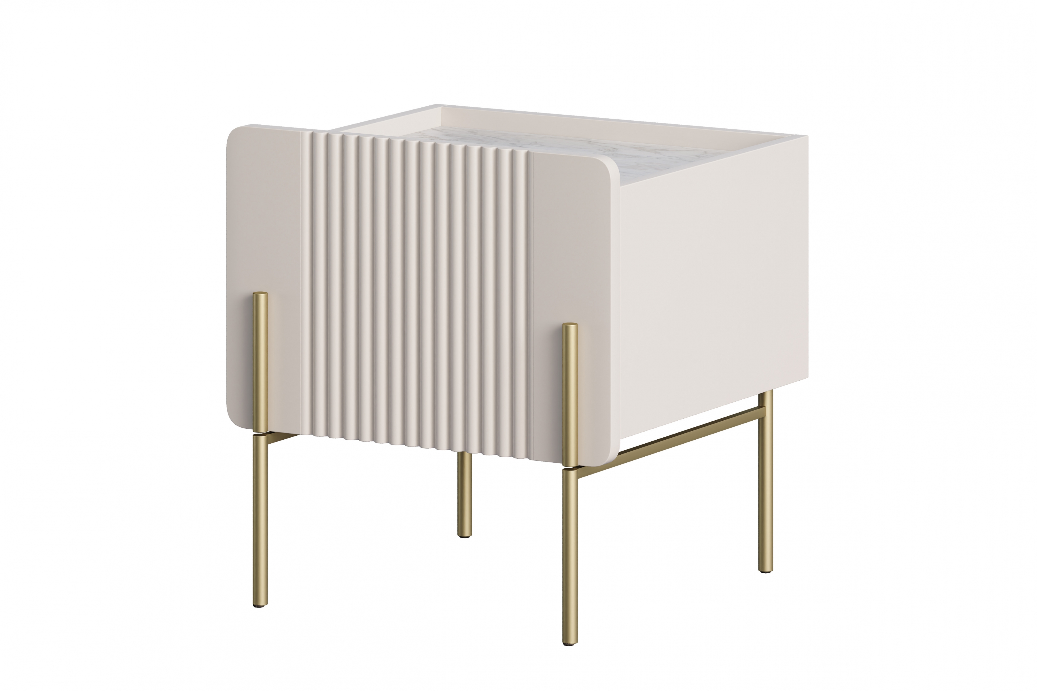 Nočný stolík Malmi 45 cm - kašmírová / crema bianca / zlatá Nočný Stolík Malmi 45 cm z szuflada - kašmír / crema bianca / zlote nozki