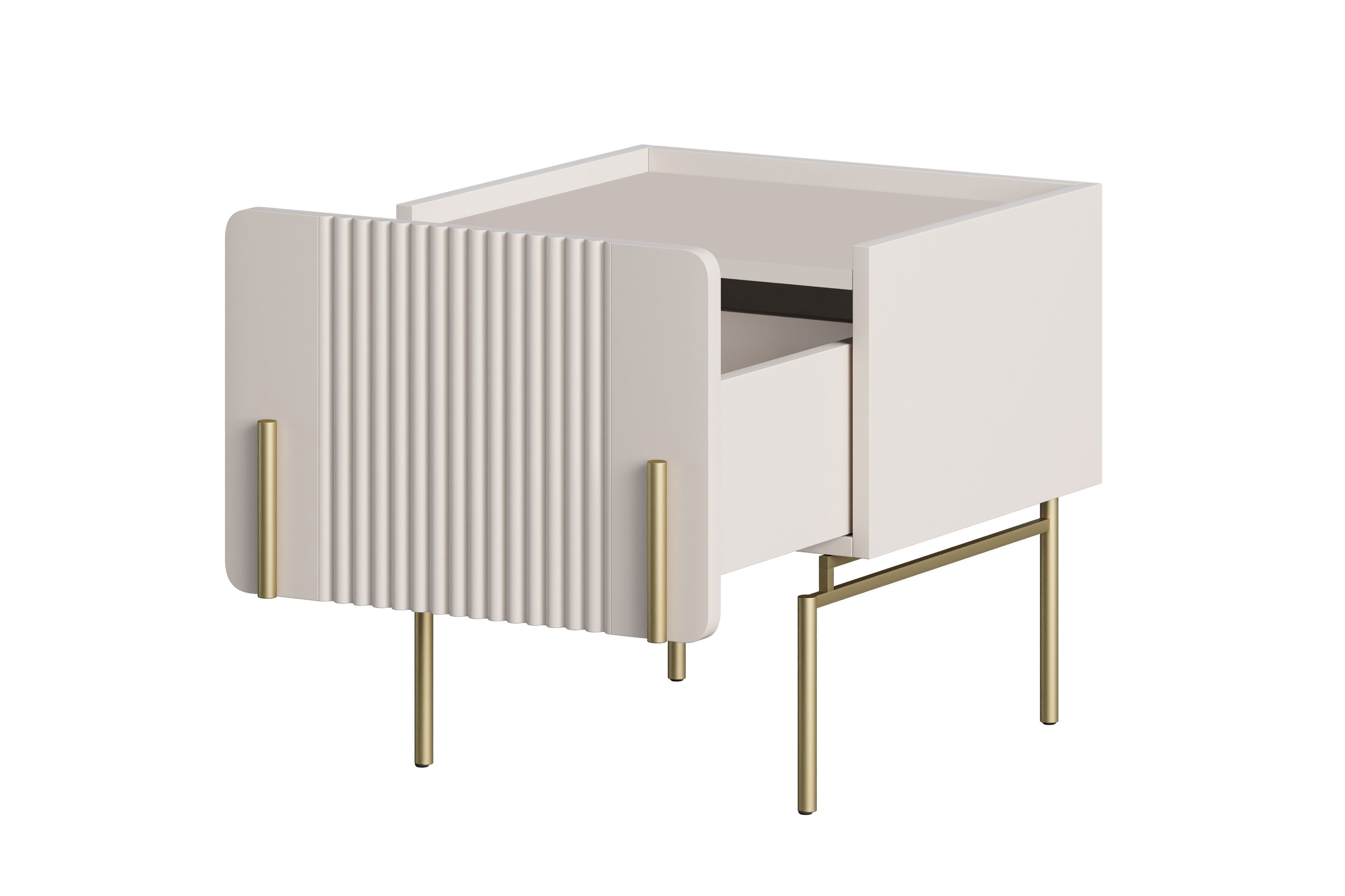 Noční stolek Malmi se zásuvkou 45 cm - kašmírová / zlaté nožky Noční stolek Malmi 45 cm z szuflada - kašmír / zlote nozki