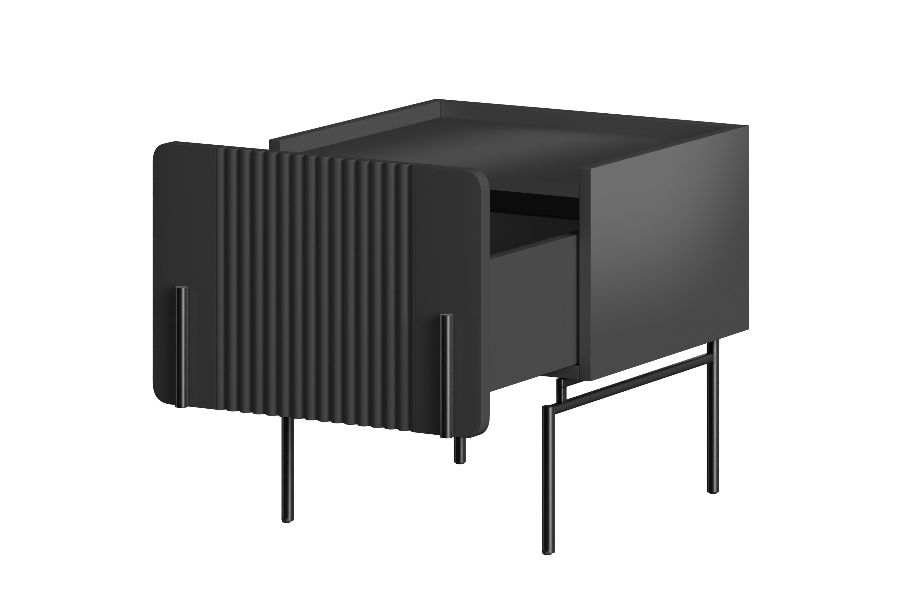 Noční stolek Malmi se zásuvkou 45 cm - černý mat / černé nožky Noční stolek Malmi z szuflada 45 cm - černá mat / černá nozki