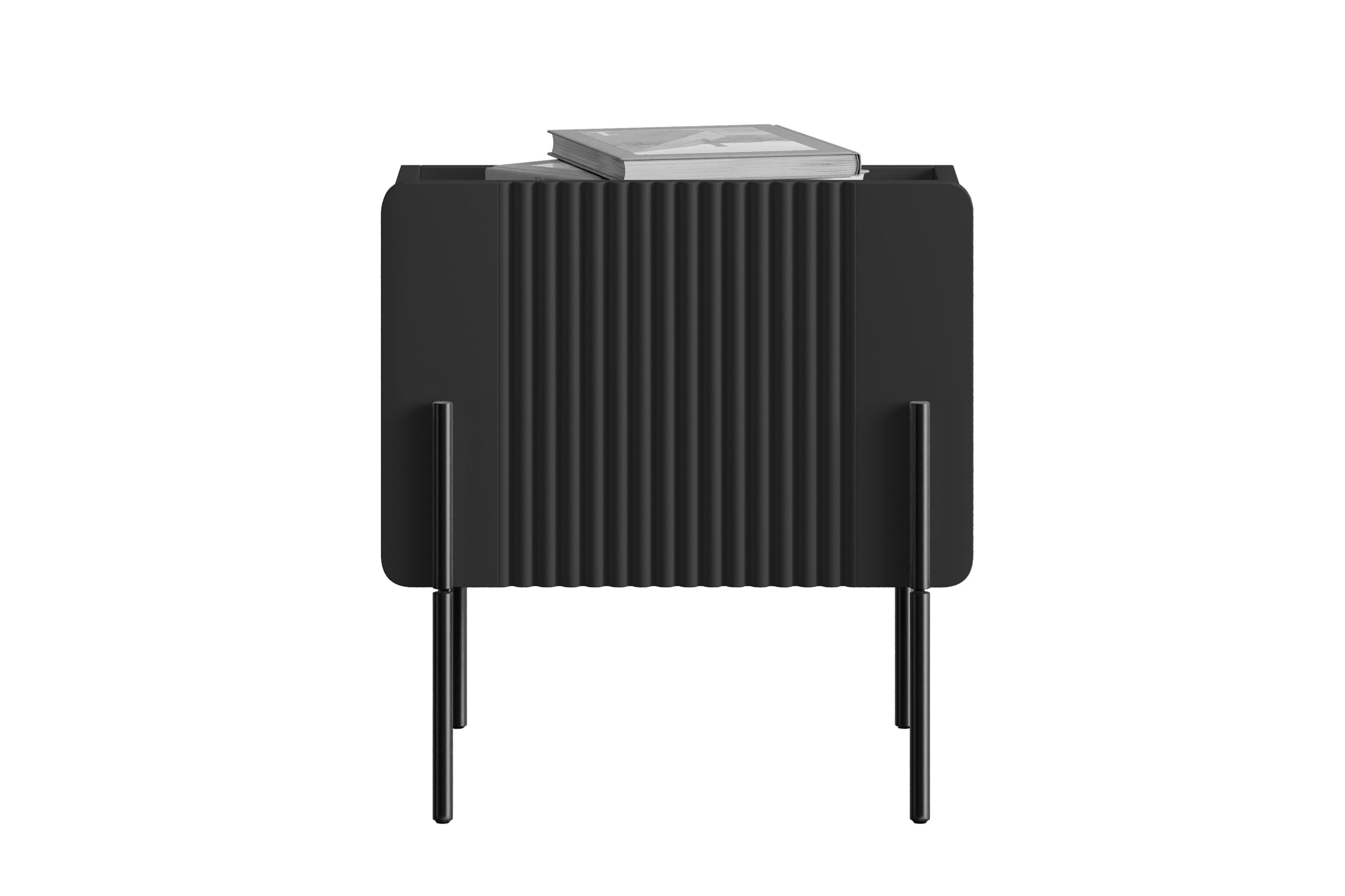 Noční stolek Malmi se zásuvkou 45 cm - černý mat / černé nožky Noční stolek Malmi z szuflada 45 cm - černá mat / černá nozki