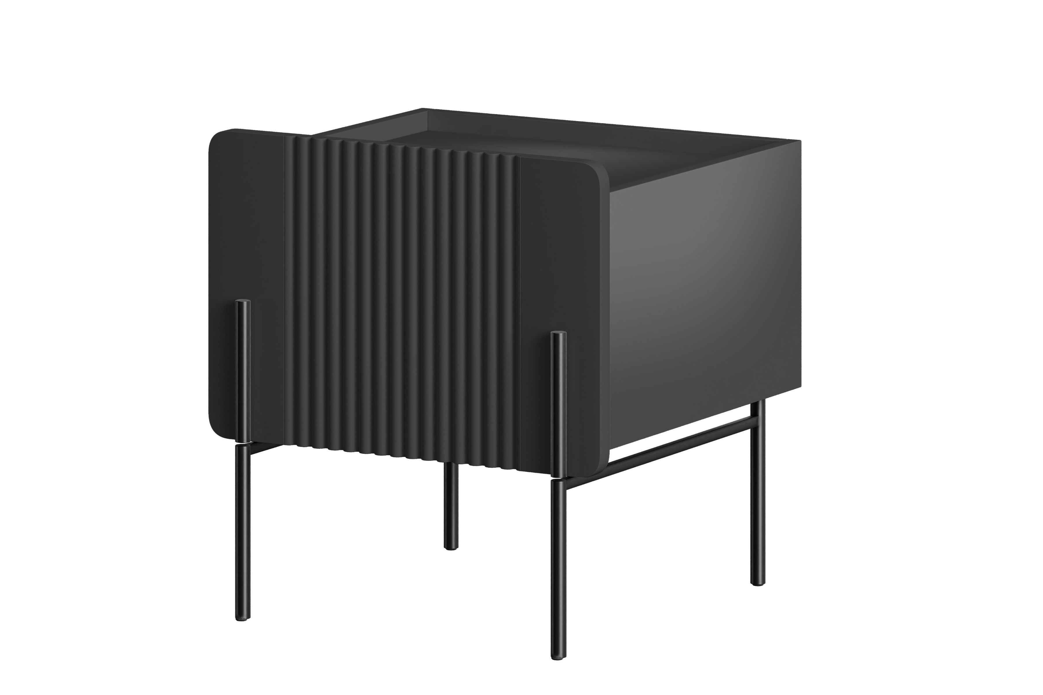 Noční stolek Malmi se zásuvkou 45 cm - černý mat / černé nožky Noční stolek Malmi z szuflada 45 cm - černá mat / černá nozki